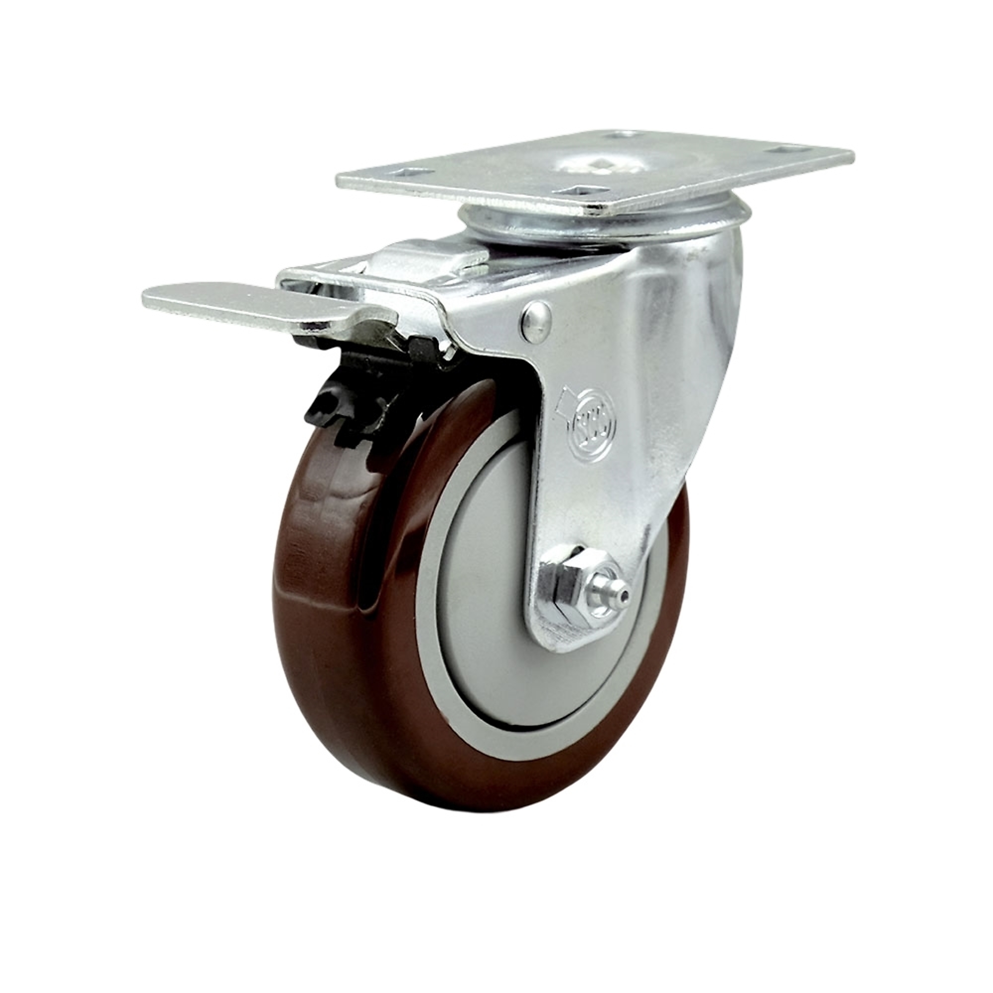 Service Caster, 4Inch x 1 1/4Inch Plate Caster, Wheel Diameter 4 in, Caster Type Swivel, Package (qty.) 1, Model SCC-TTL20S414-PPUB-MRN