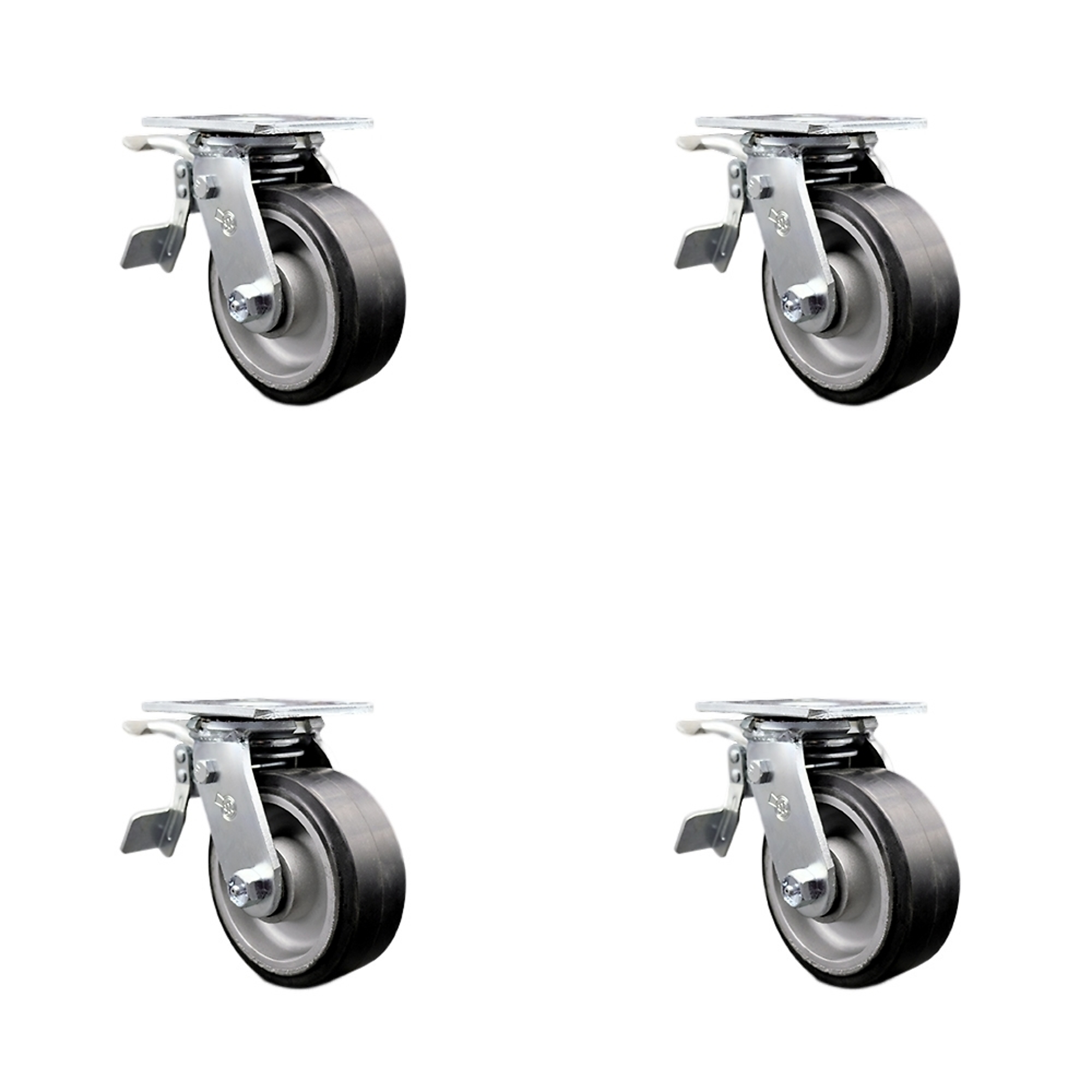 Service Caster, 5Inch x 2Inch Plate Casters, Wheel Diameter 5 in, Caster Type Swivel, Package (qty.) 4, Model SCC-TTL30S520-RAR-4