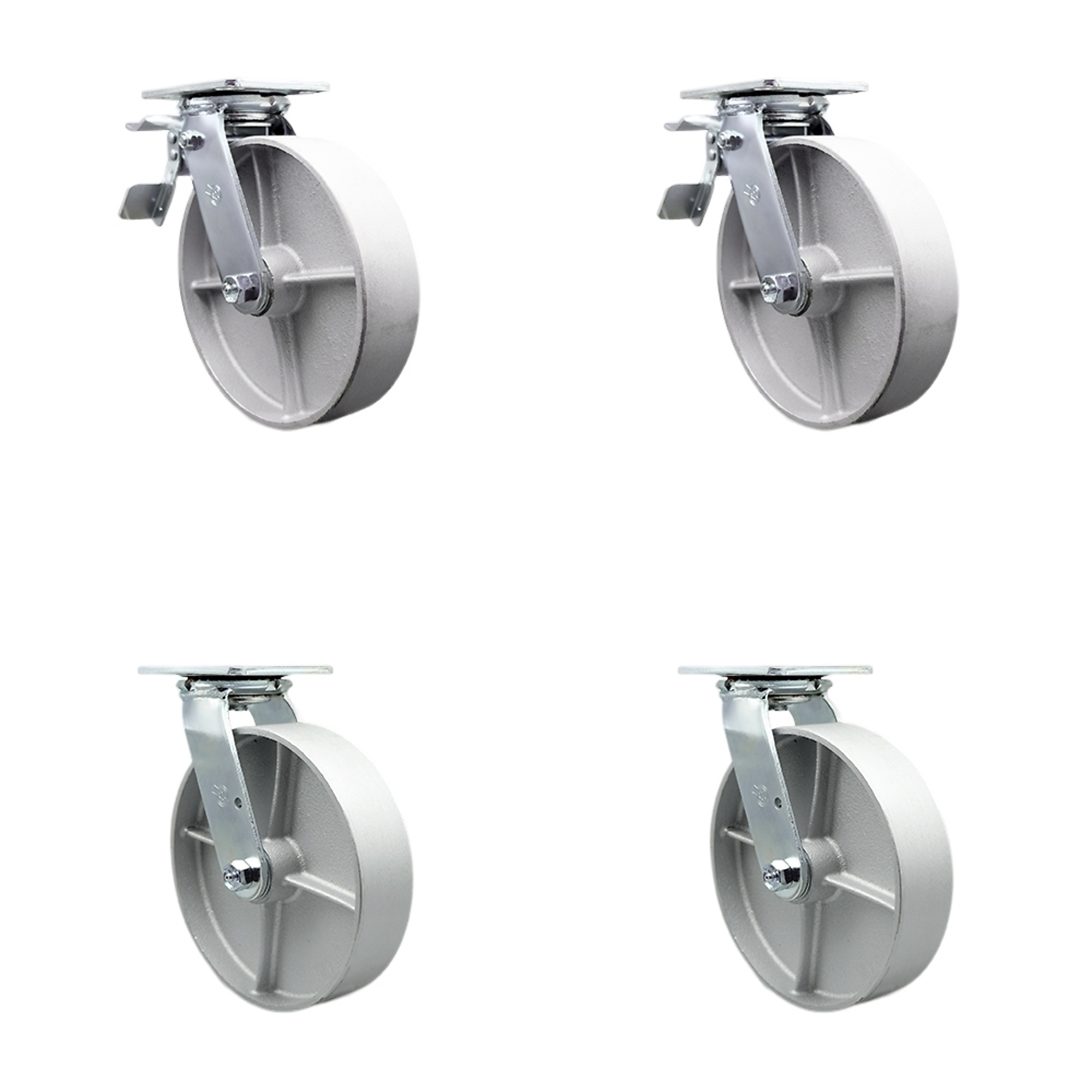 Service Caster, 8Inch x 2Inch Plate Casters, Wheel Diameter 8 in, Caster Type Swivel, Package (qty.) 4, Model SCC-TTL30S820-SSR-2-BSL-2