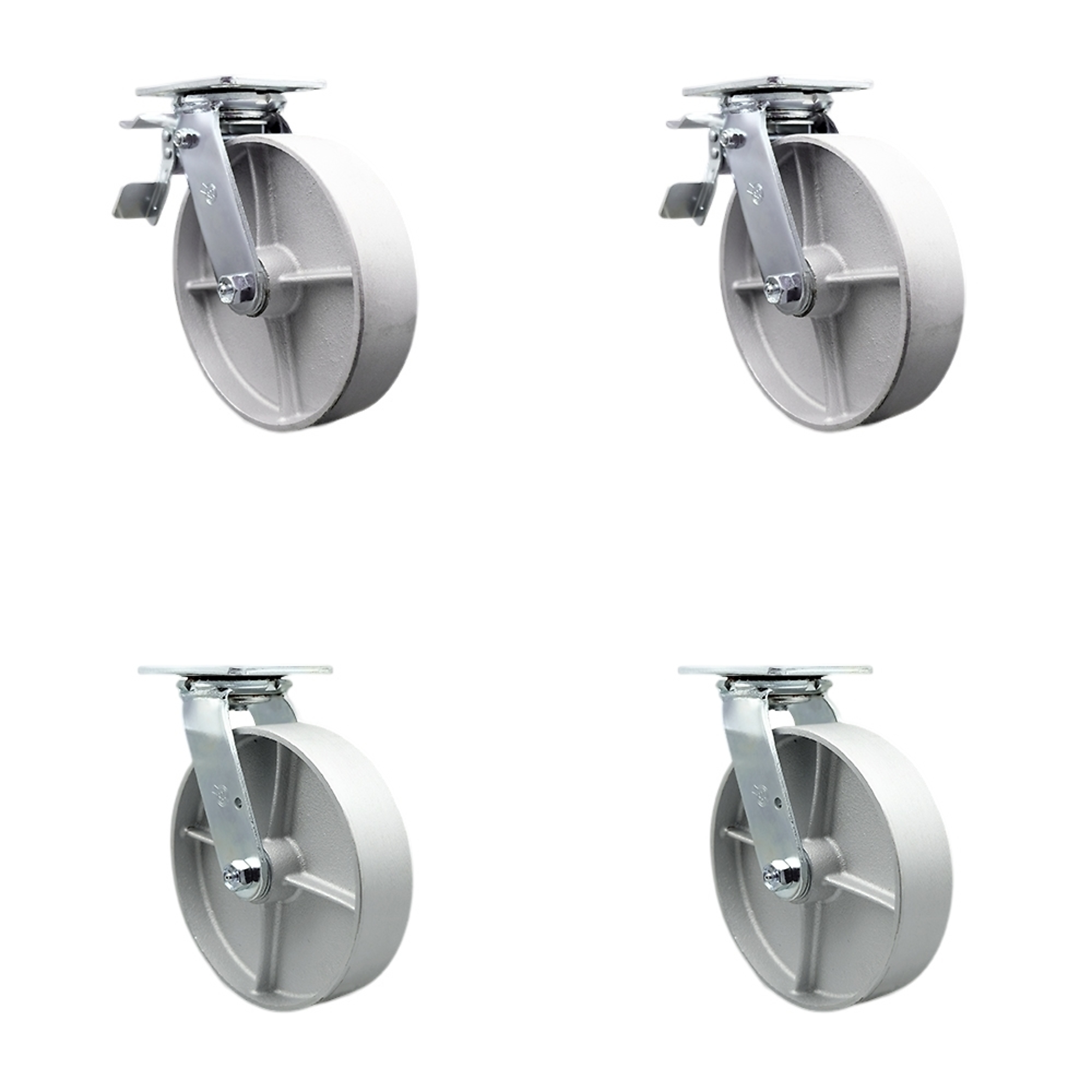 Service Caster, 8Inch x 2Inch Plate Casters, Wheel Diameter 8 in, Caster Type Swivel, Package (qty.) 4, Model SCC-TTL30S820-SSR-2-S-2