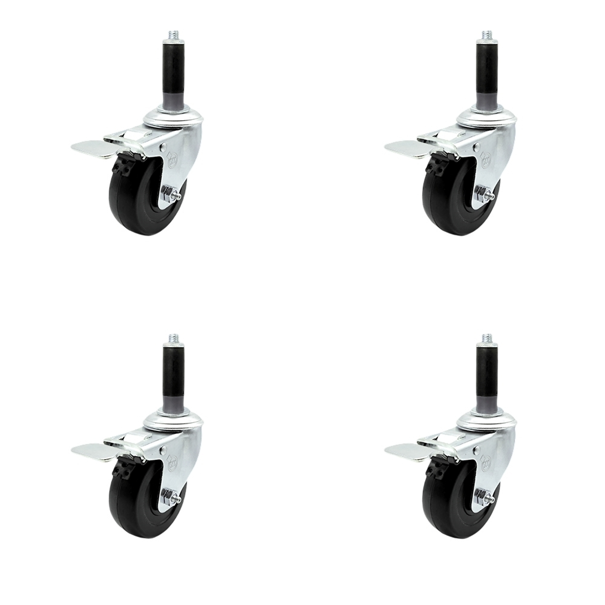 Service Caster, 3 1/2Inch x 1 1/4Inch Stem Casters, Wheel Diameter 3.5 in, Caster Type Swivel, Package (qty.) 4, Model SCC-TTLEX20S3514-HRS-MTG41-4