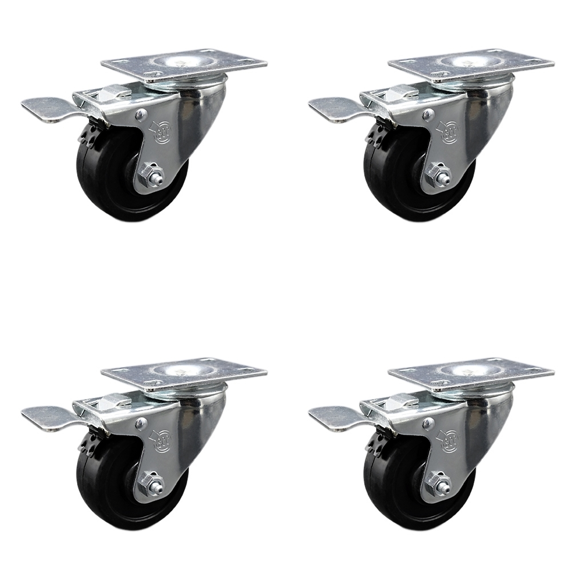 Service Caster, 3 1/2Inch x 1 1/4Inch Plate Casters, Wheel Diameter 3.5 in, Caster Type Swivel, Package (qty.) 4, Model SCC-TTL20S3514-SRS-4