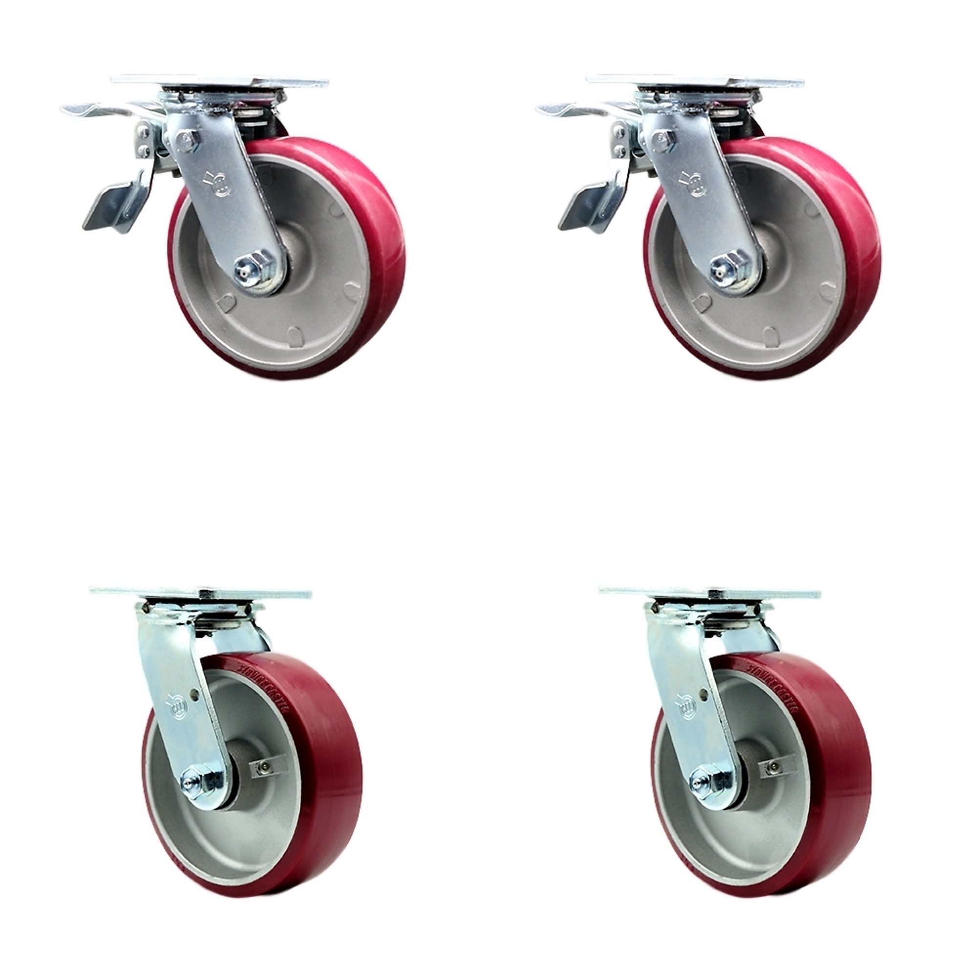 Service Caster, 6Inch x 2Inch Plate Casters, Wheel Diameter 6 in, Caster Type Swivel, Package (qty.) 4, Model SCC-TTL30S620-PAB-2-S-2