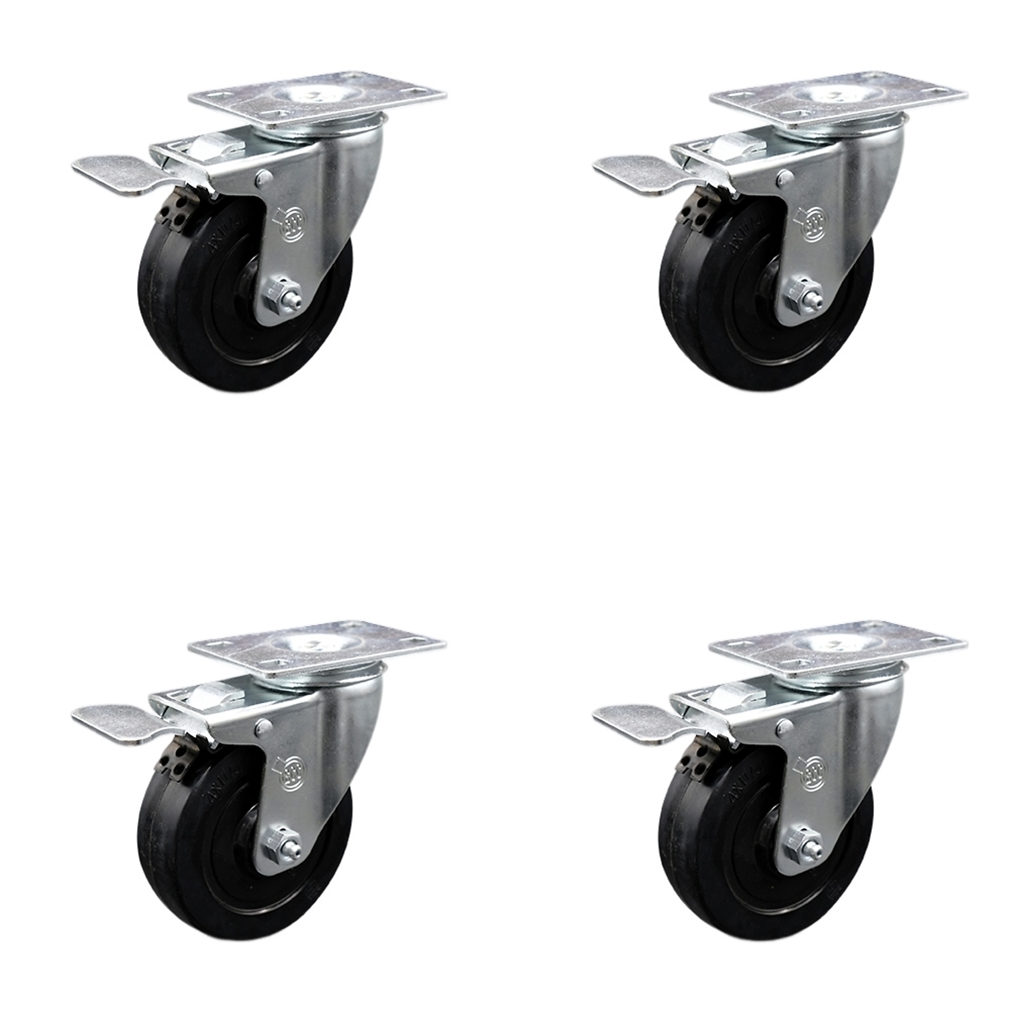 Service Caster, 4Inch x 1 1/4Inch Plate Casters, Wheel Diameter 4 in, Caster Type Swivel, Package (qty.) 4, Model SCC-TTL20S414-SRS-4