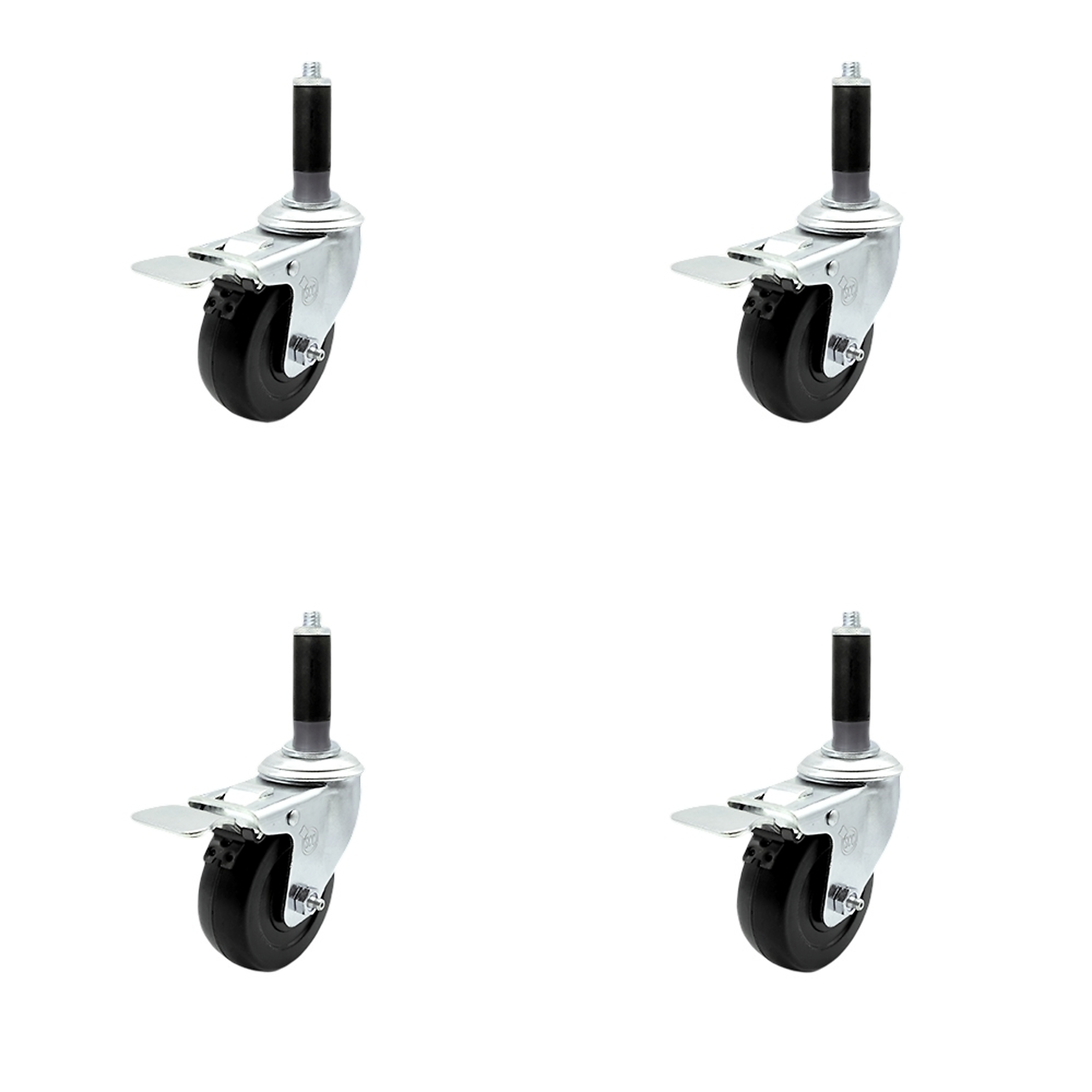 Service Caster, 4Inch x 1 1/4Inch Stem Casters, Wheel Diameter 4 in, Caster Type Swivel, Package (qty.) 4, Model SCC-TTLEX20S414-HRS-MTG41-4