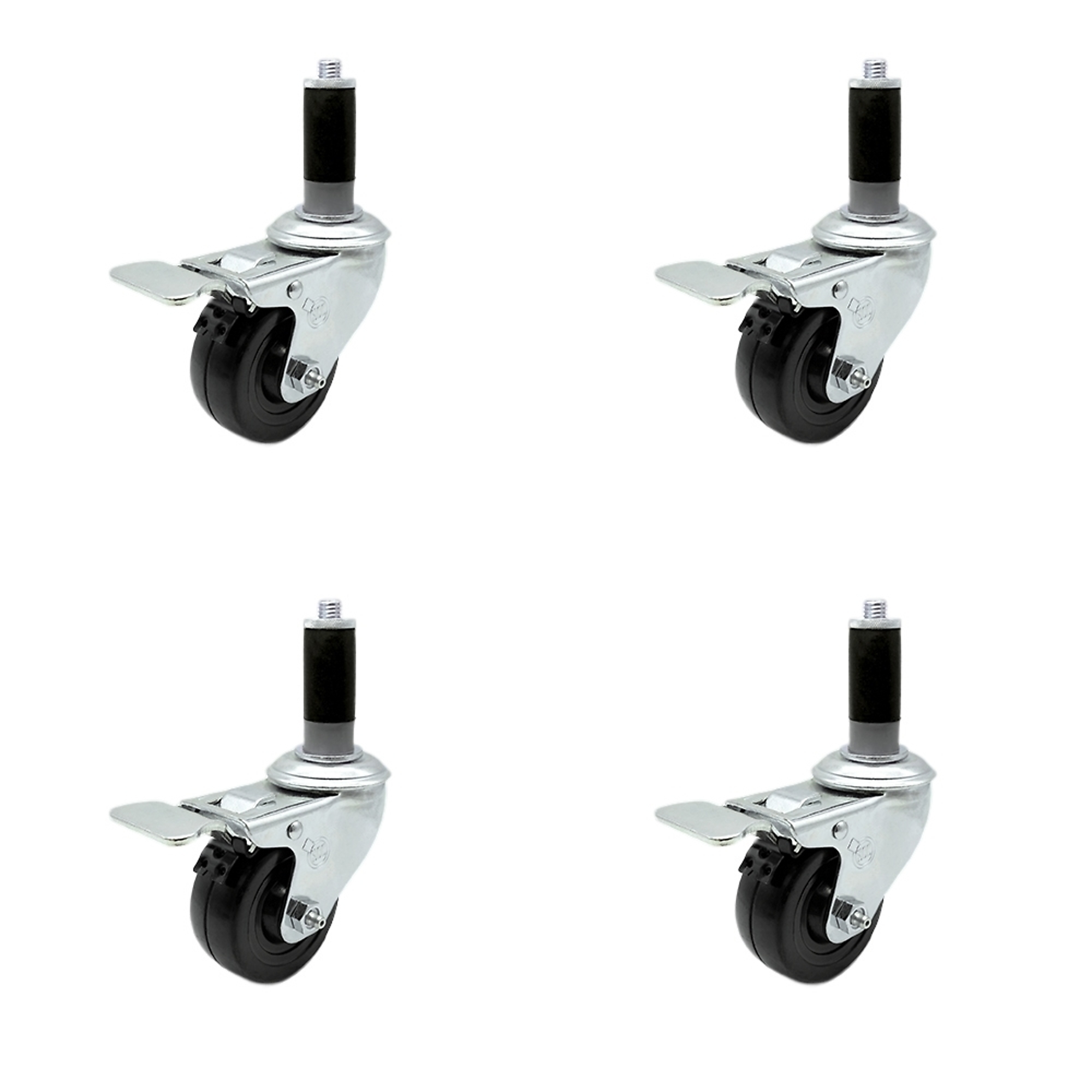 Service Caster, 3Inch x 1 1/4Inch Stem Casters, Wheel Diameter 3 in, Caster Type Swivel, Package (qty.) 4, Model SCC-TTLEX20S314-HRS-MTG42-4