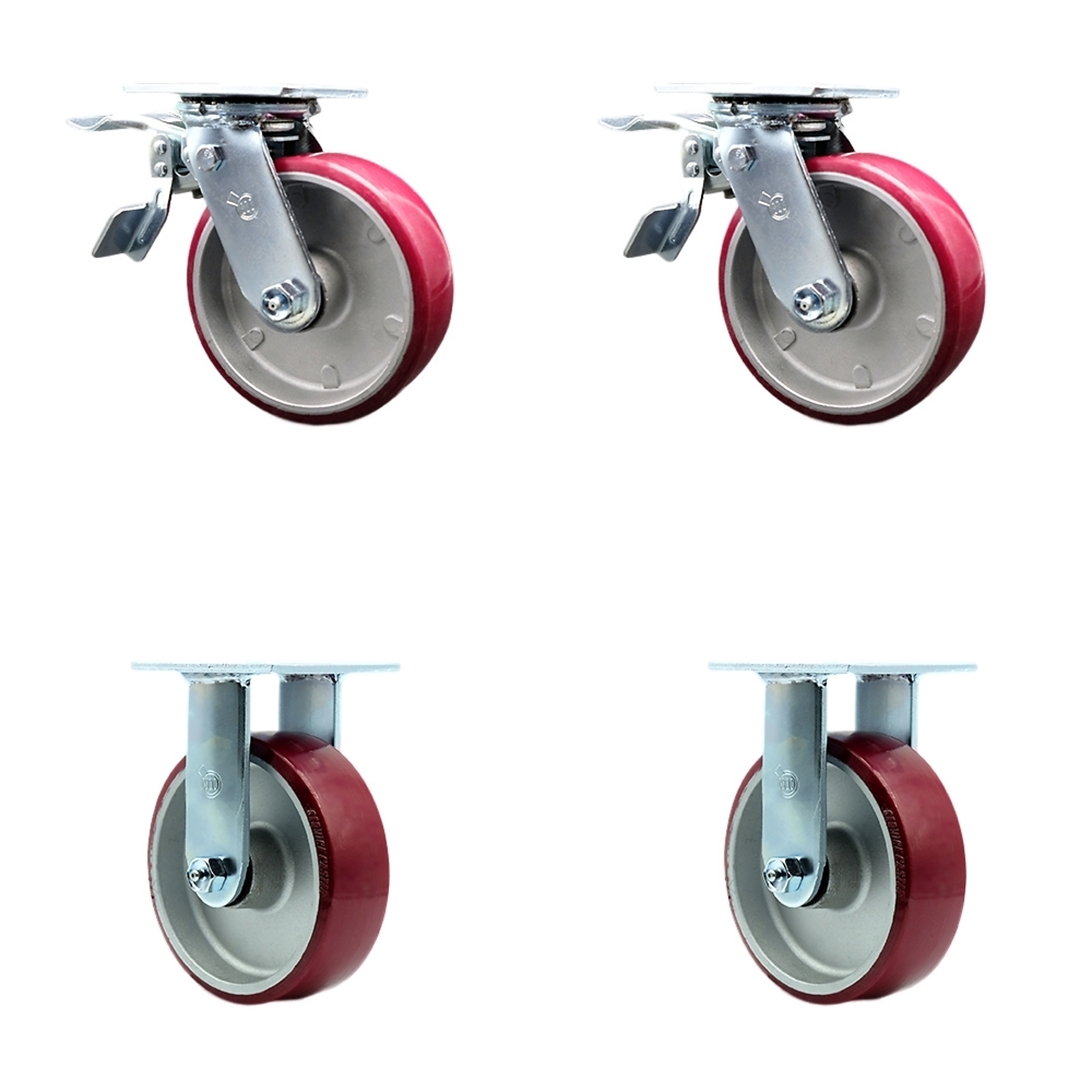 Service Caster, 6Inch x 2Inch Plate Casters, Wheel Diameter 6 in, Caster Type Swivel, Package (qty.) 4, Model SCC-TTL30S620-PAB-2-R-2