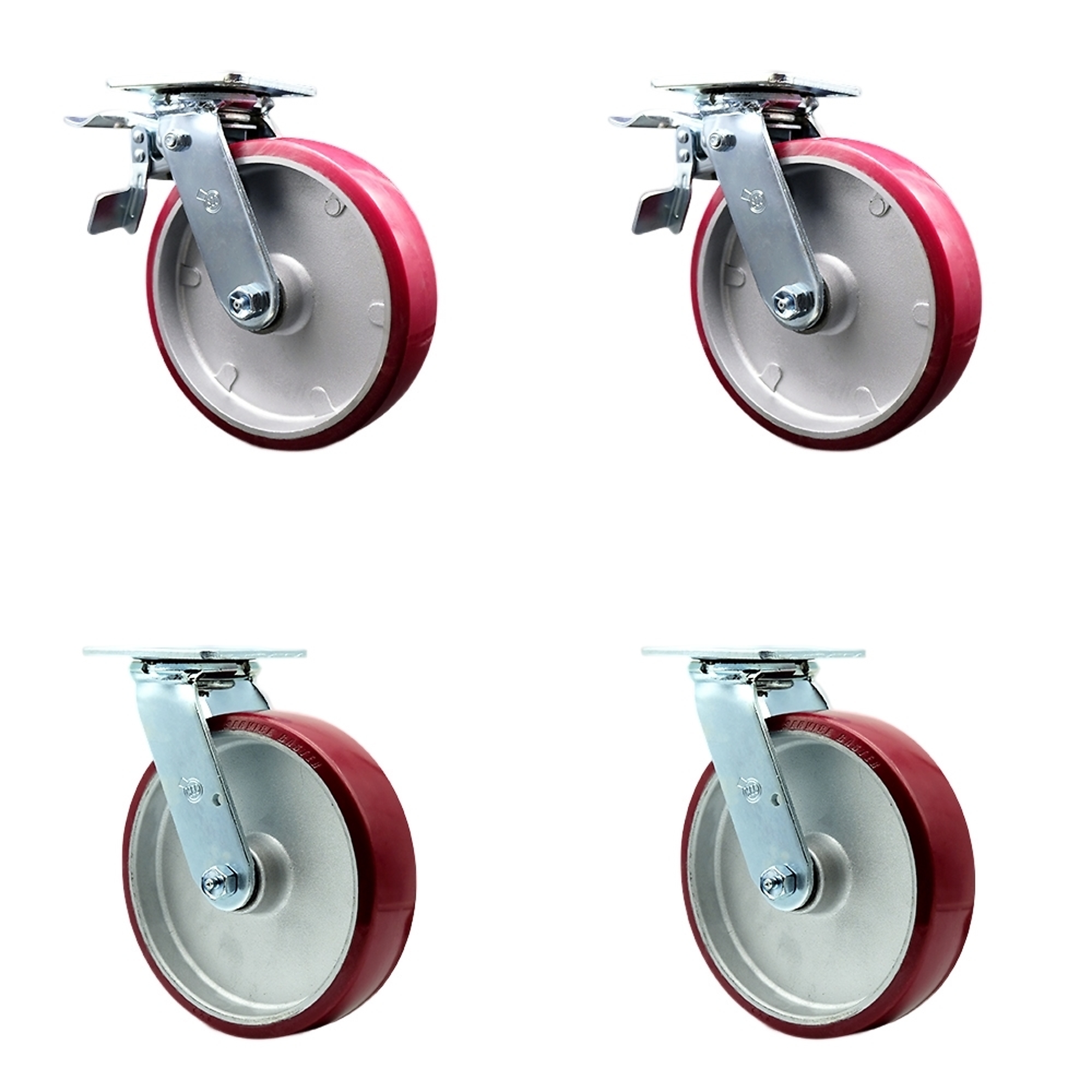 Service Caster, 8Inch x 2Inch Plate Casters, Wheel Diameter 8 in, Caster Type Swivel, Package (qty.) 4, Model SCC-TTL30S820-PAB-2-S-2