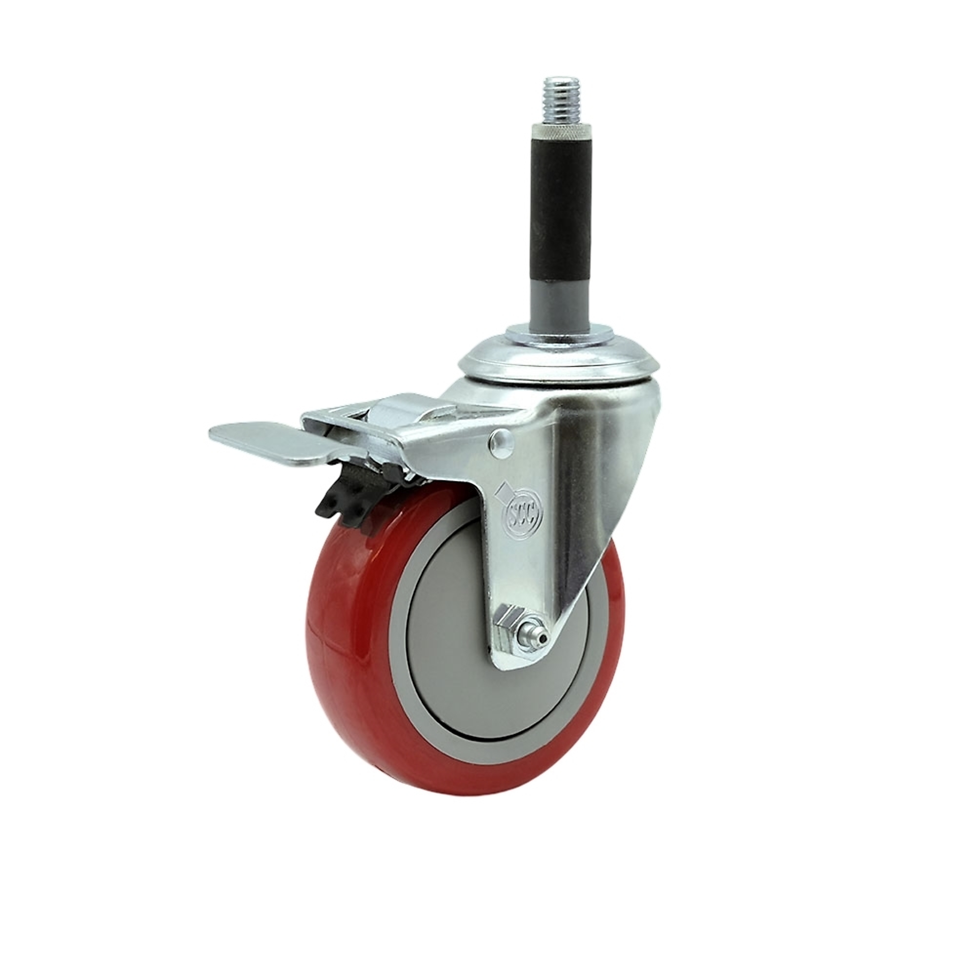 Service Caster, 4Inch x 1 1/4Inch Stem Caster, Wheel Diameter 4 in, Caster Type Swivel, Package (qty.) 1, Model SCC-TTLEX20S414-PPUB-RED-MTG40