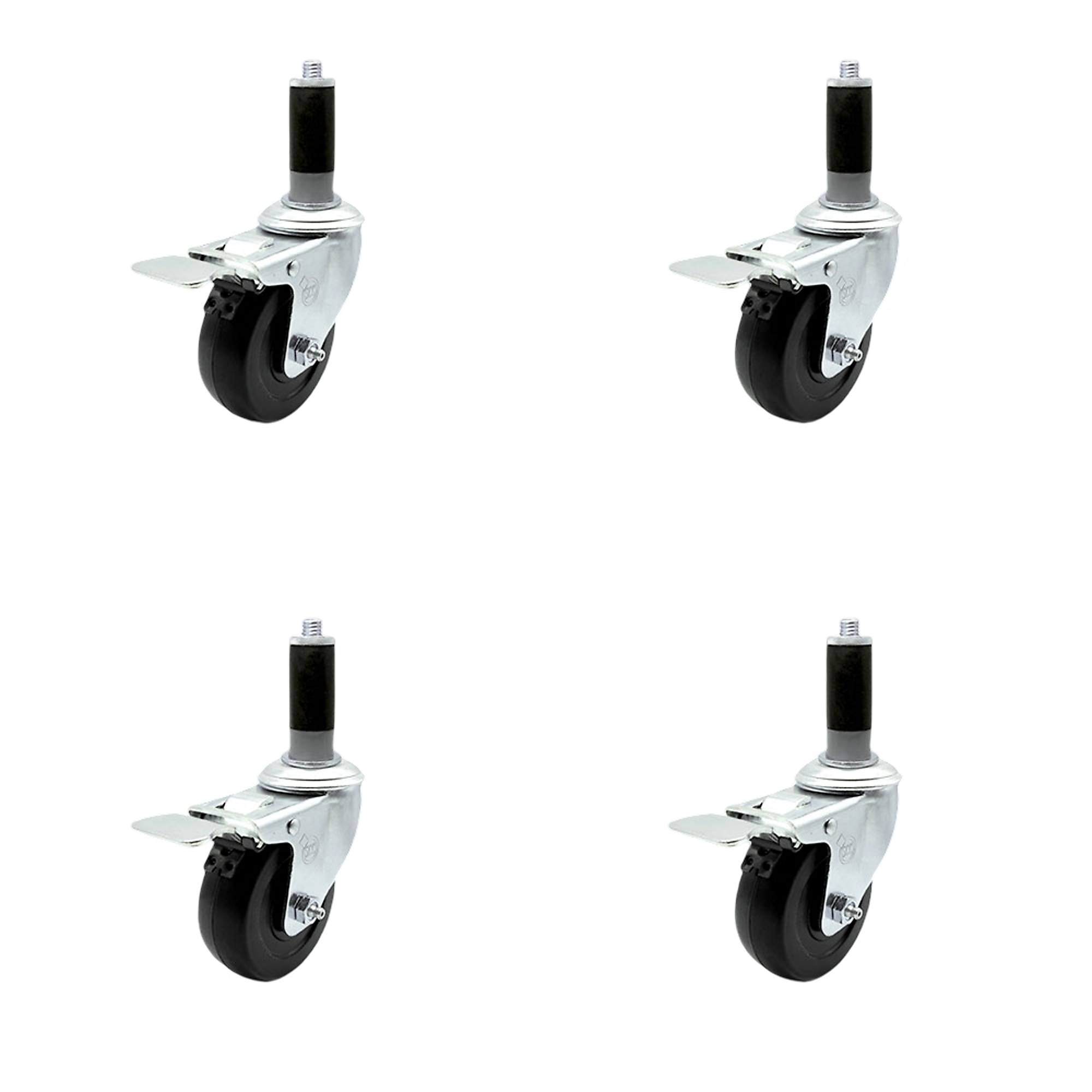 Service Caster, 4Inch x 1 1/4Inch Stem Casters, Wheel Diameter 4 in, Caster Type Swivel, Package (qty.) 4, Model SCC-TTLEX20S414-HRS-MTG42-4