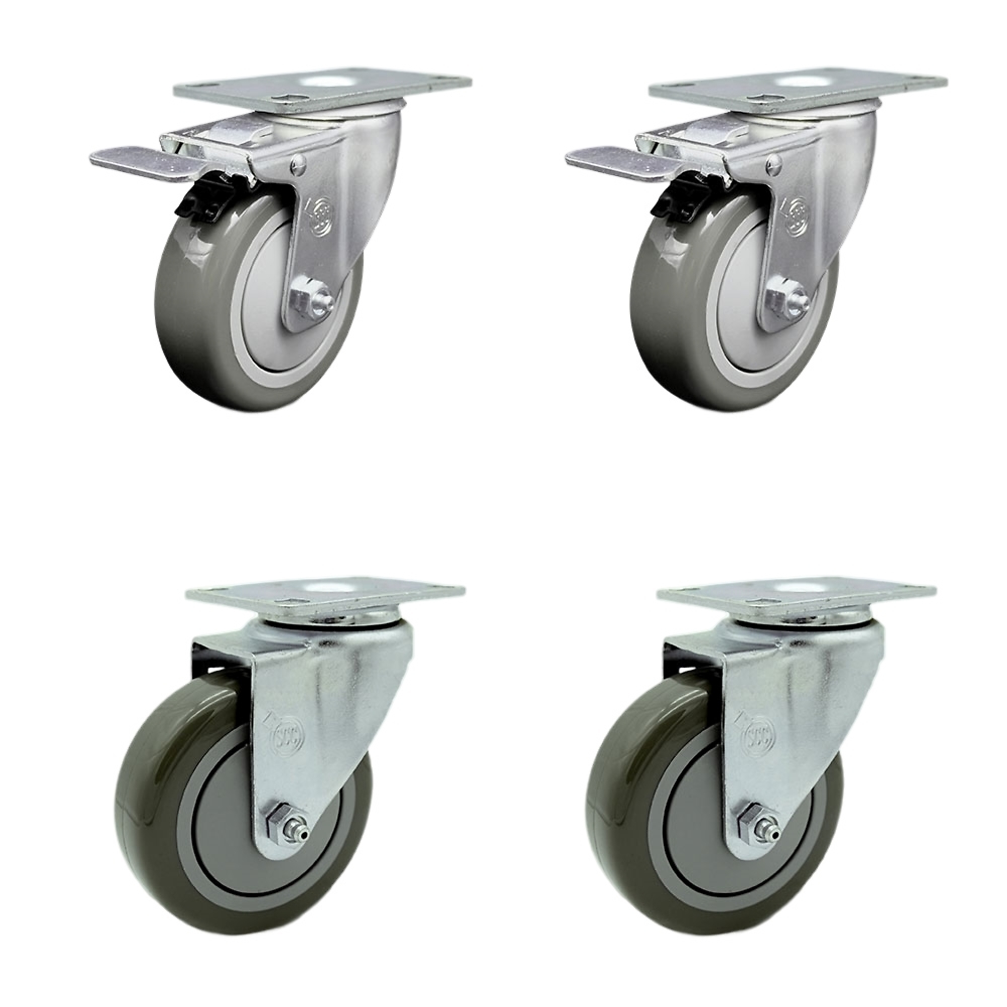 Service Caster, 4Inch x 1 1/4Inch Stem Casters, Wheel Diameter 4 in, Caster Type Swivel, Package (qty.) 4, Model SCC-TTL20S414-PPUB-2-S-2