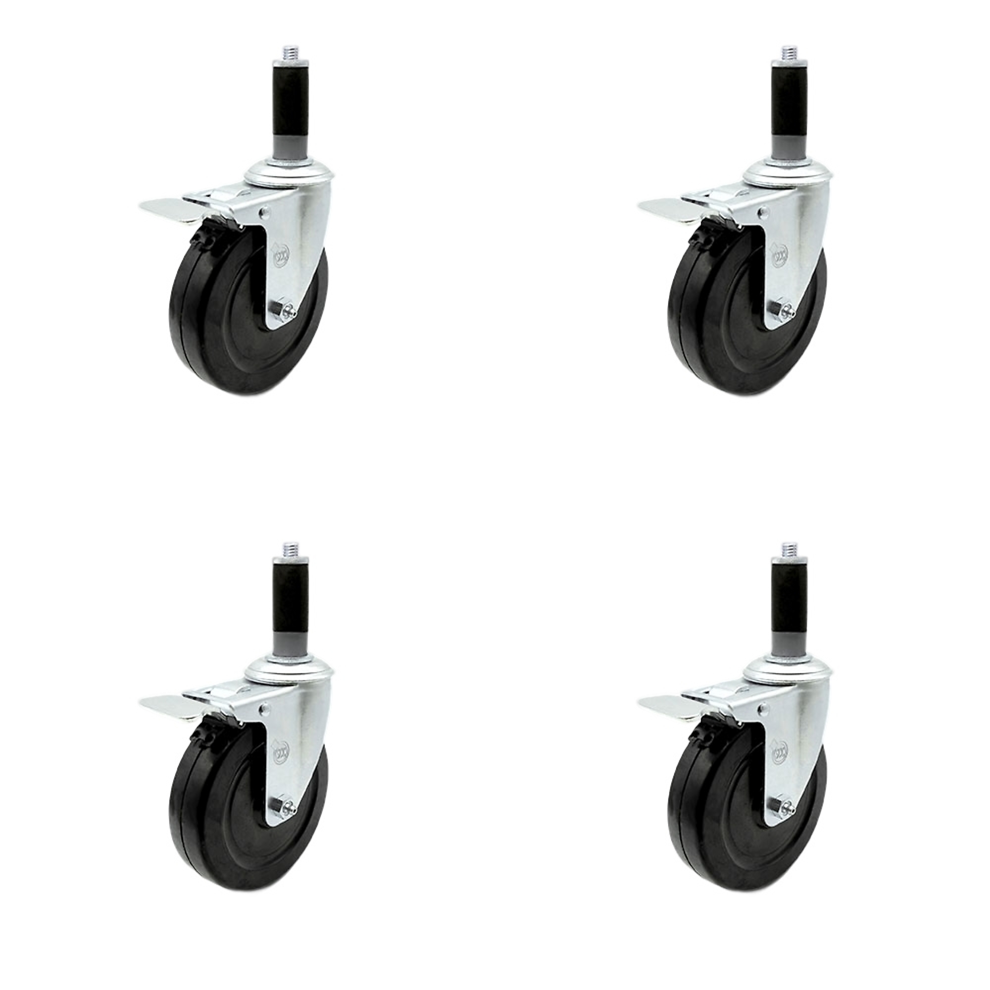 Service Caster, 5Inch x 1 1/4Inch Stem Casters, Wheel Diameter 5 in, Caster Type Swivel, Package (qty.) 4, Model SCC-TTLEX20S514-HRS-MTG42-4