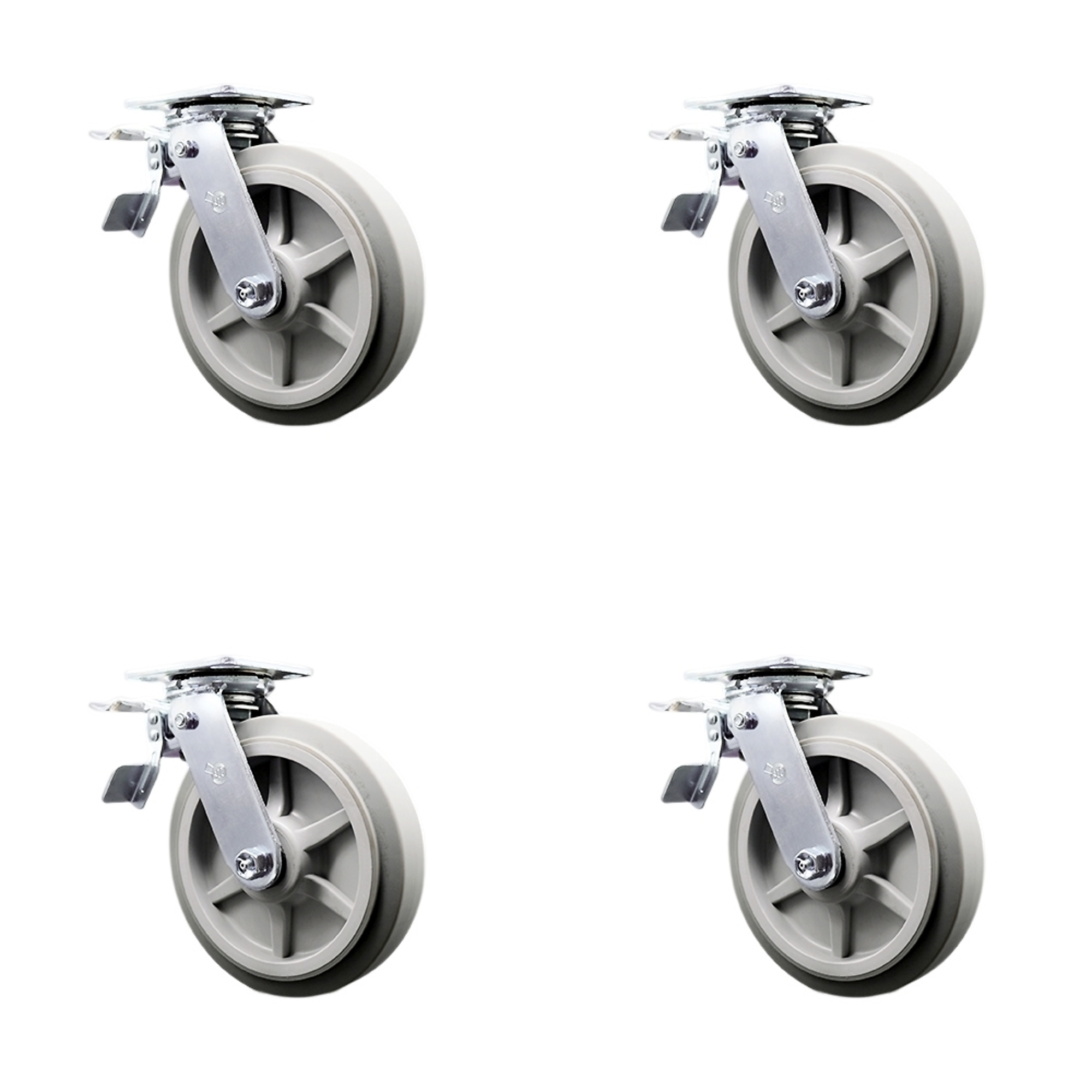 Service Caster, 8Inch x 2Inch Plate Casters, Wheel Diameter 8 in, Caster Type Swivel, Package (qty.) 4, Model SCC-TTL30S820-TPRRF-4