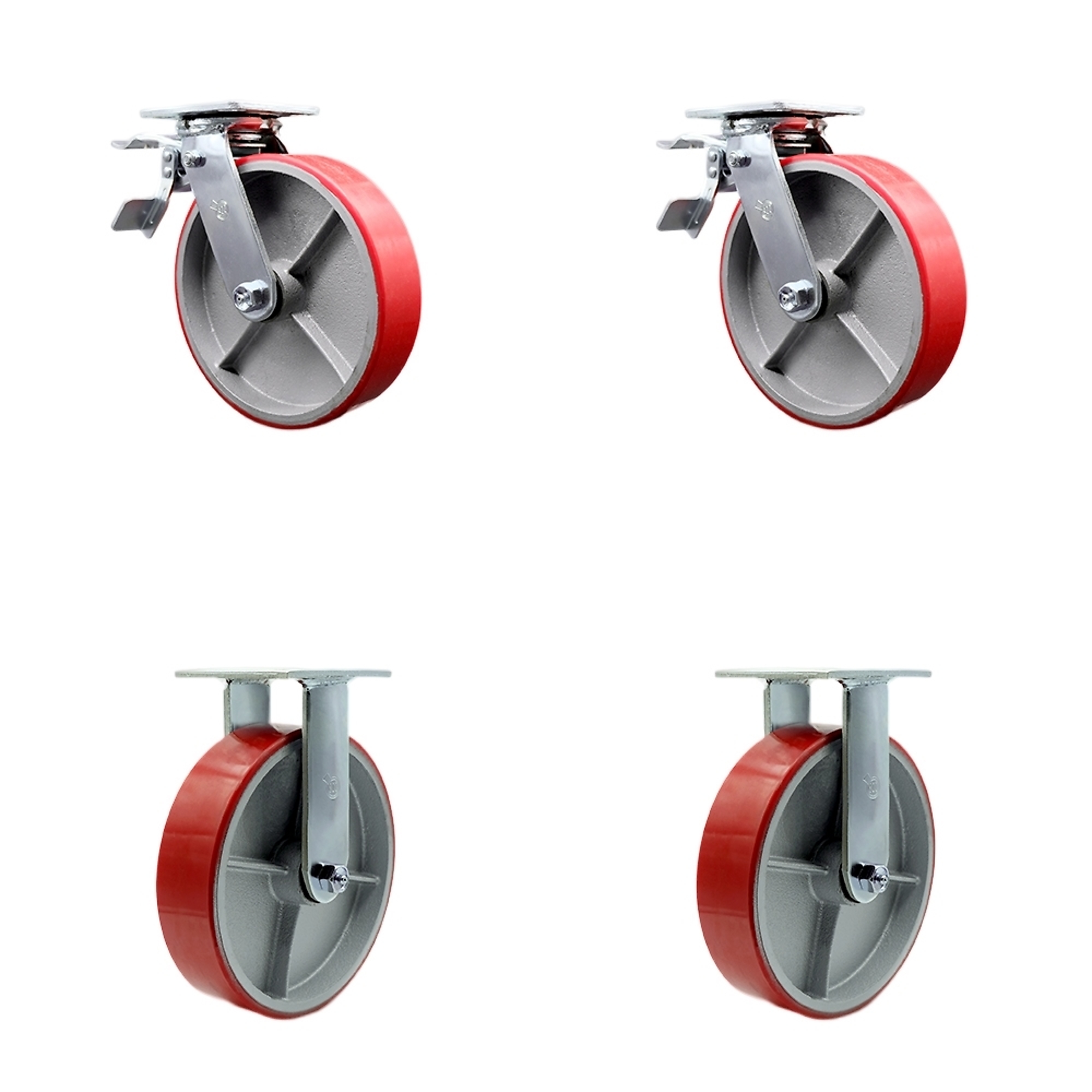 Service Caster, 8Inch x 2Inch Plate Casters, Wheel Diameter 8 in, Caster Type Swivel, Package (qty.) 4, Model SCC-TTL30S820-PUB-RS-2-R-2