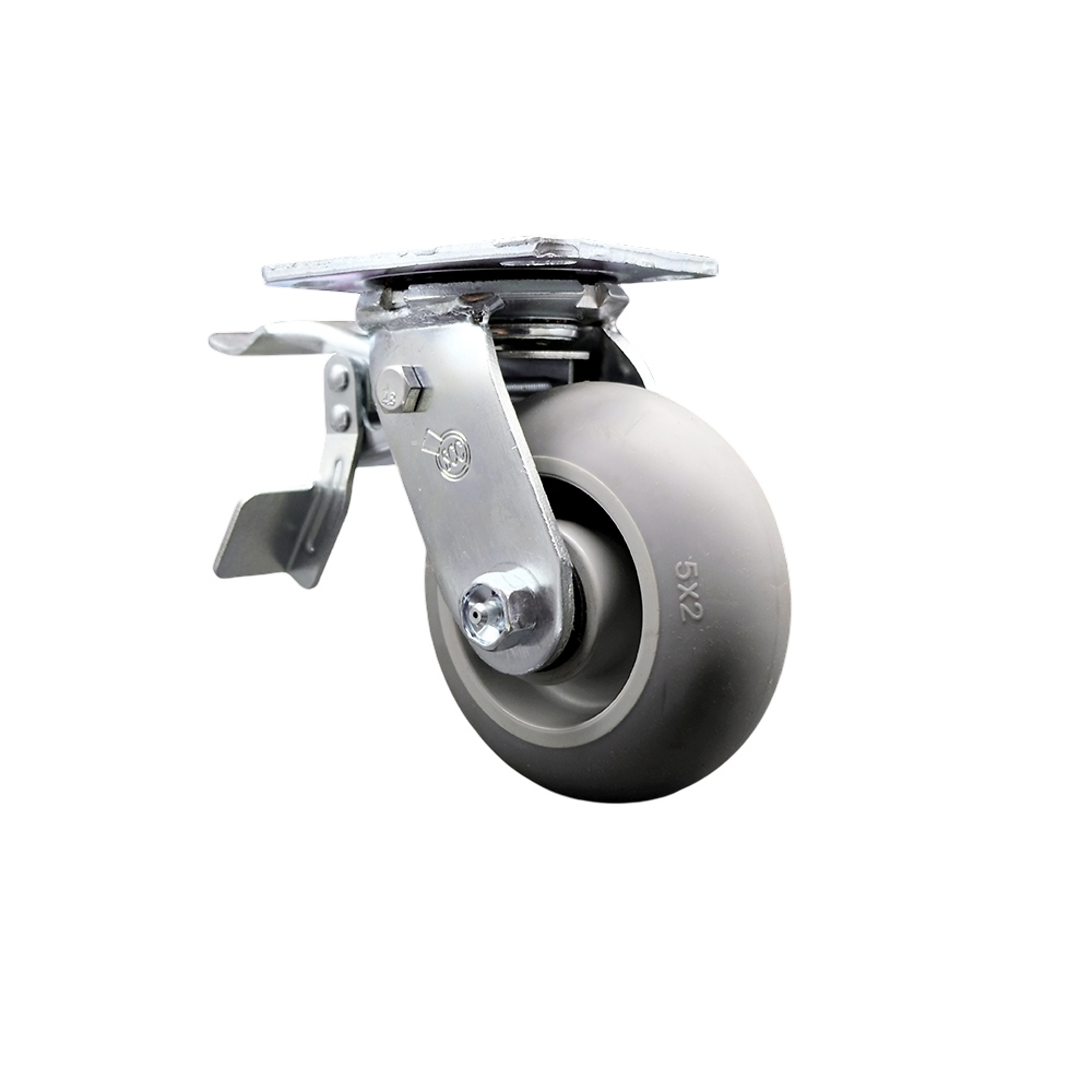 Service Caster, 5Inch x 2Inch Plate Caster, Wheel Diameter 5 in, Caster Type Swivel, Package (qty.) 1, Model SCC-TTL30S520-TPRRD