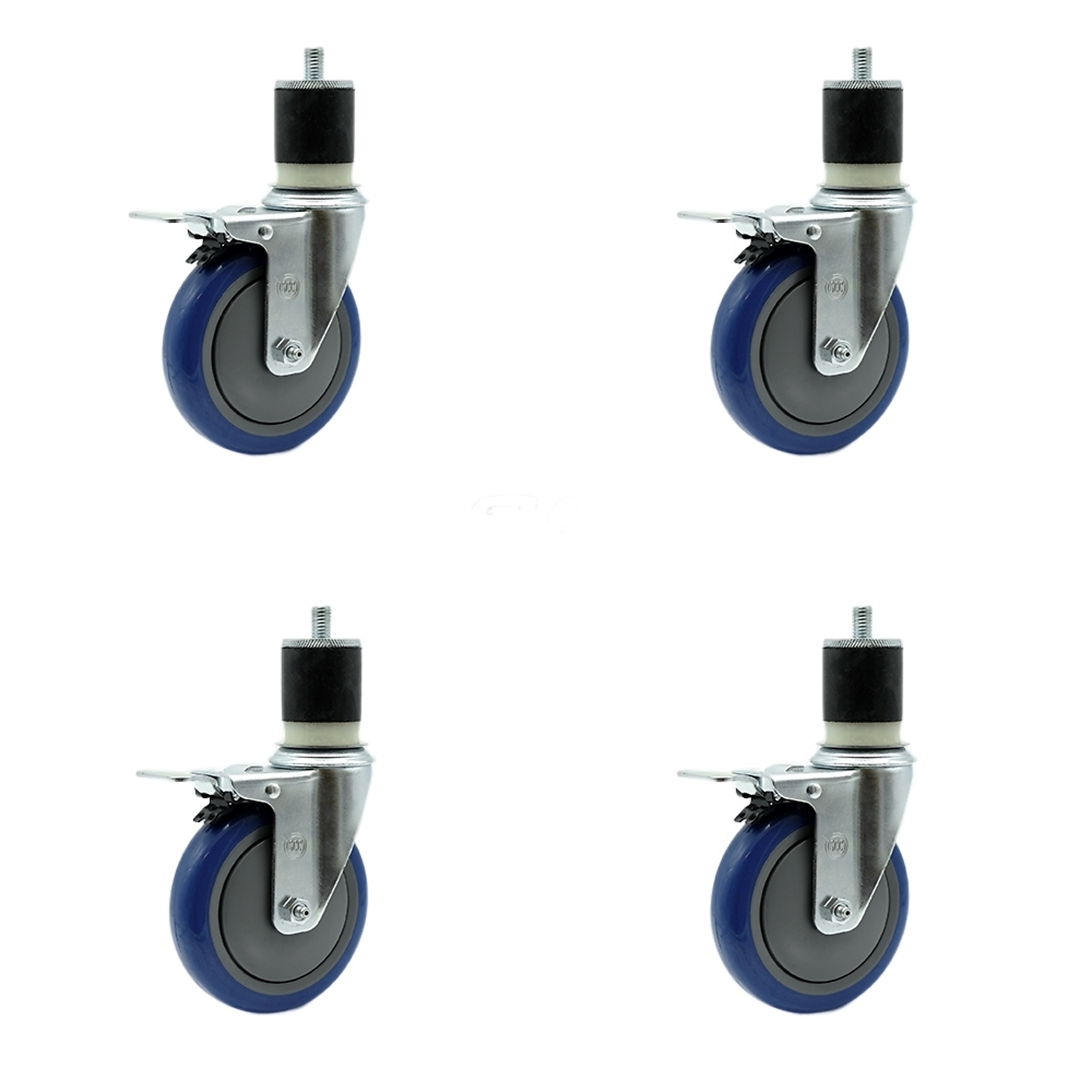 Service Caster, 5Inch x 1 1/4Inch Stem Casters, Wheel Diameter 5 in, Caster Type Rigid, Package (qty.) 4, Model SCC-TTLEX20S514-PPUB-BLUE-MTG21-4