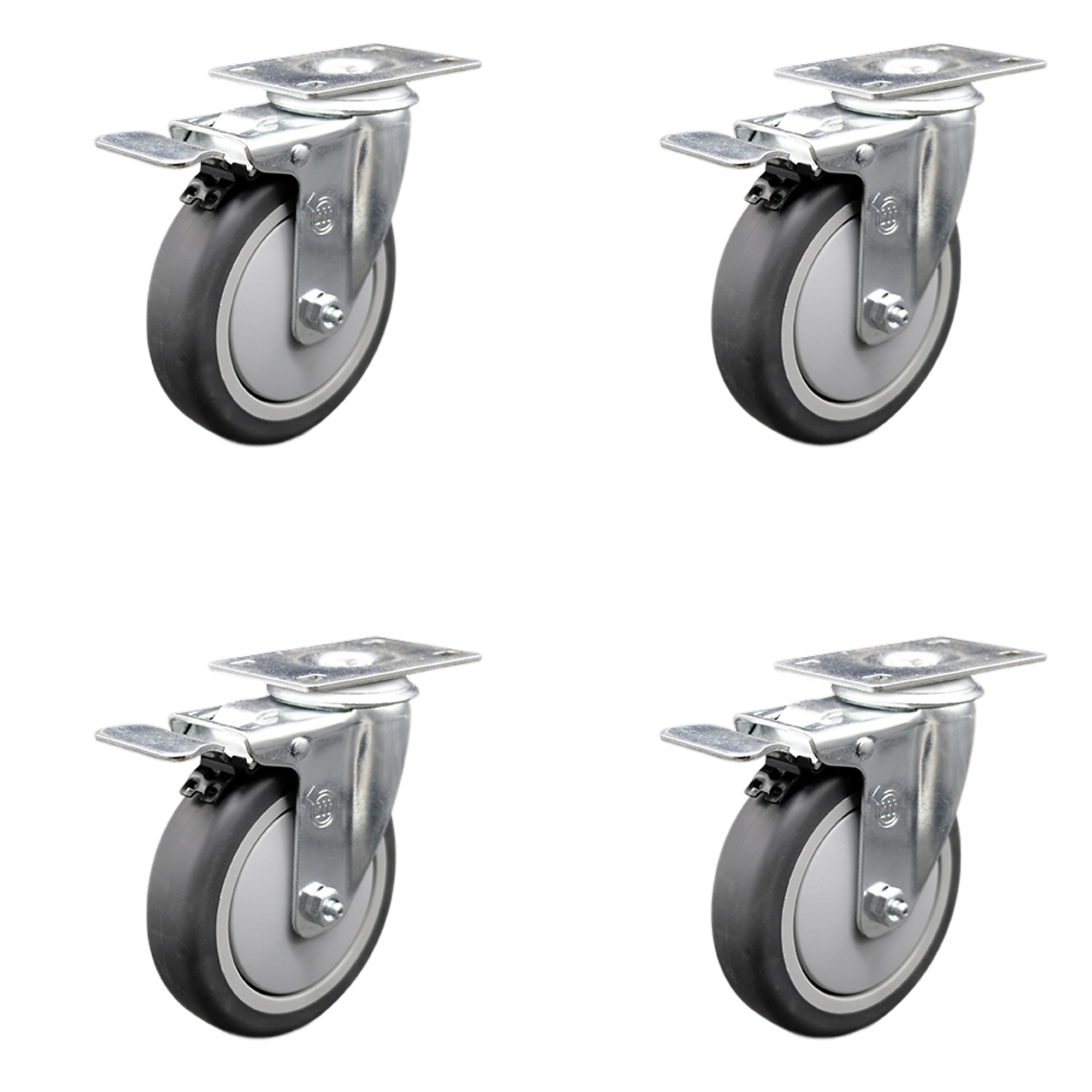 Service Caster, 5Inch x 1 1/4Inch Plate Casters, Wheel Diameter 5 in, Caster Type Swivel, Package (qty.) 4, Model SCC-TTL20S514-TPRB-4