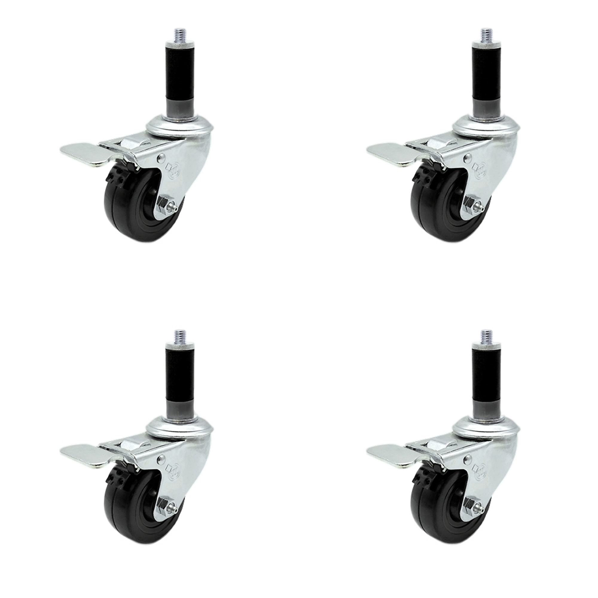 Service Caster, 3Inch x 1 1/4Inch Stem Casters, Wheel Diameter 3 in, Caster Type Swivel, Package (qty.) 4, Model SCC-TTLEX20S314-HRS-MTG43-4