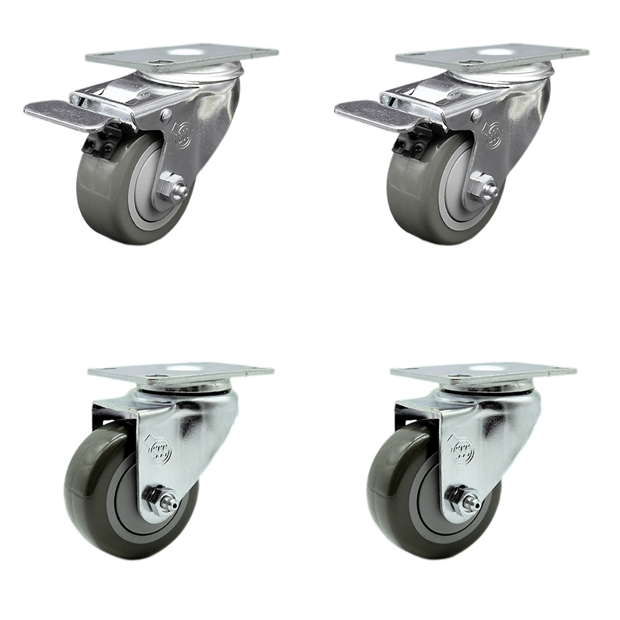 Service Caster, 3 1/2Inch x 1 1/4Inch Stem Casters, Wheel Diameter 3.5 in, Caster Type Swivel, Package (qty.) 4, Model SCC-TTL20S3514-PPUB-2-S-2