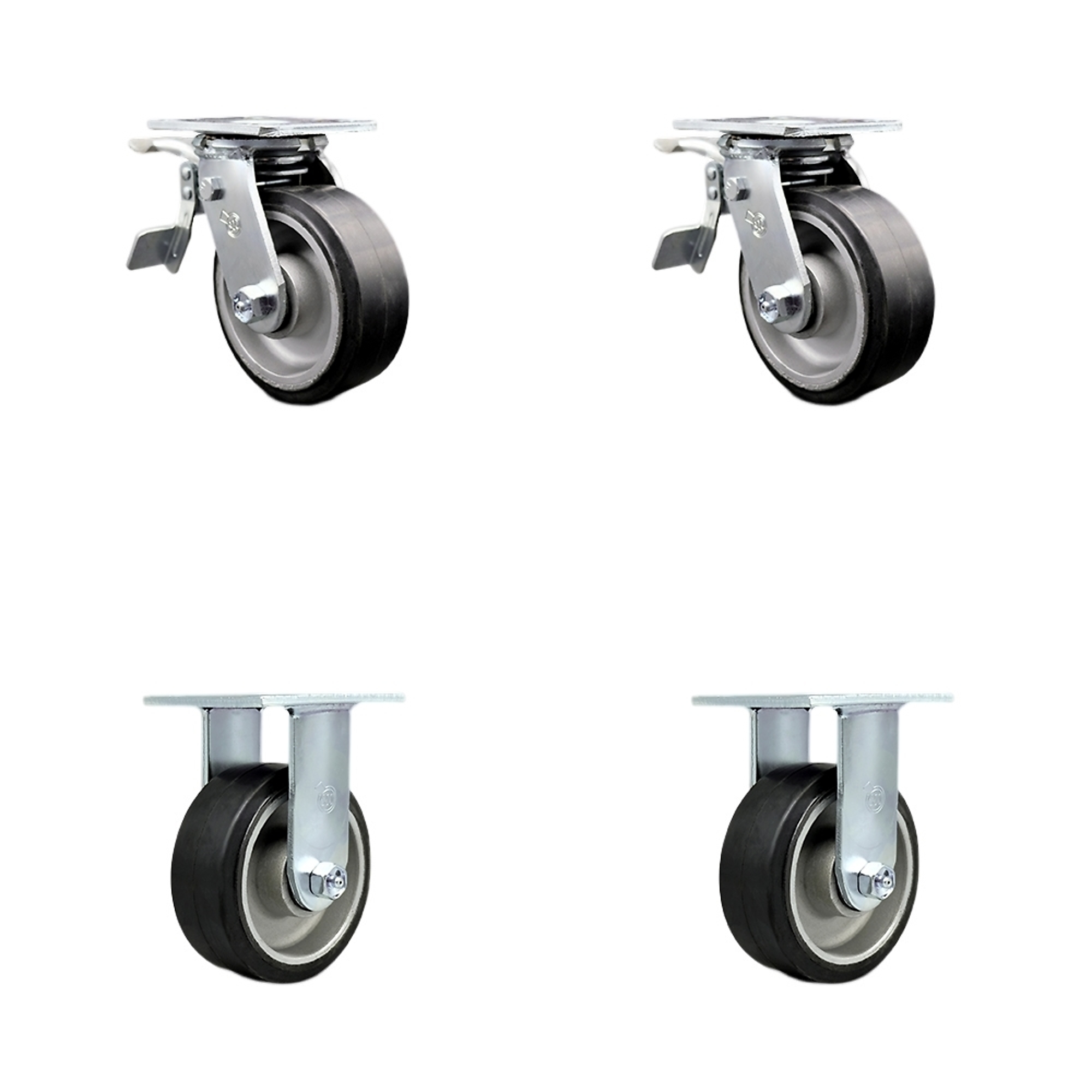 Service Caster, 5Inch x 2Inch Plate Casters, Wheel Diameter 5 in, Caster Type Swivel, Package (qty.) 4, Model SCC-TTL30S520-RAB-2-R-2