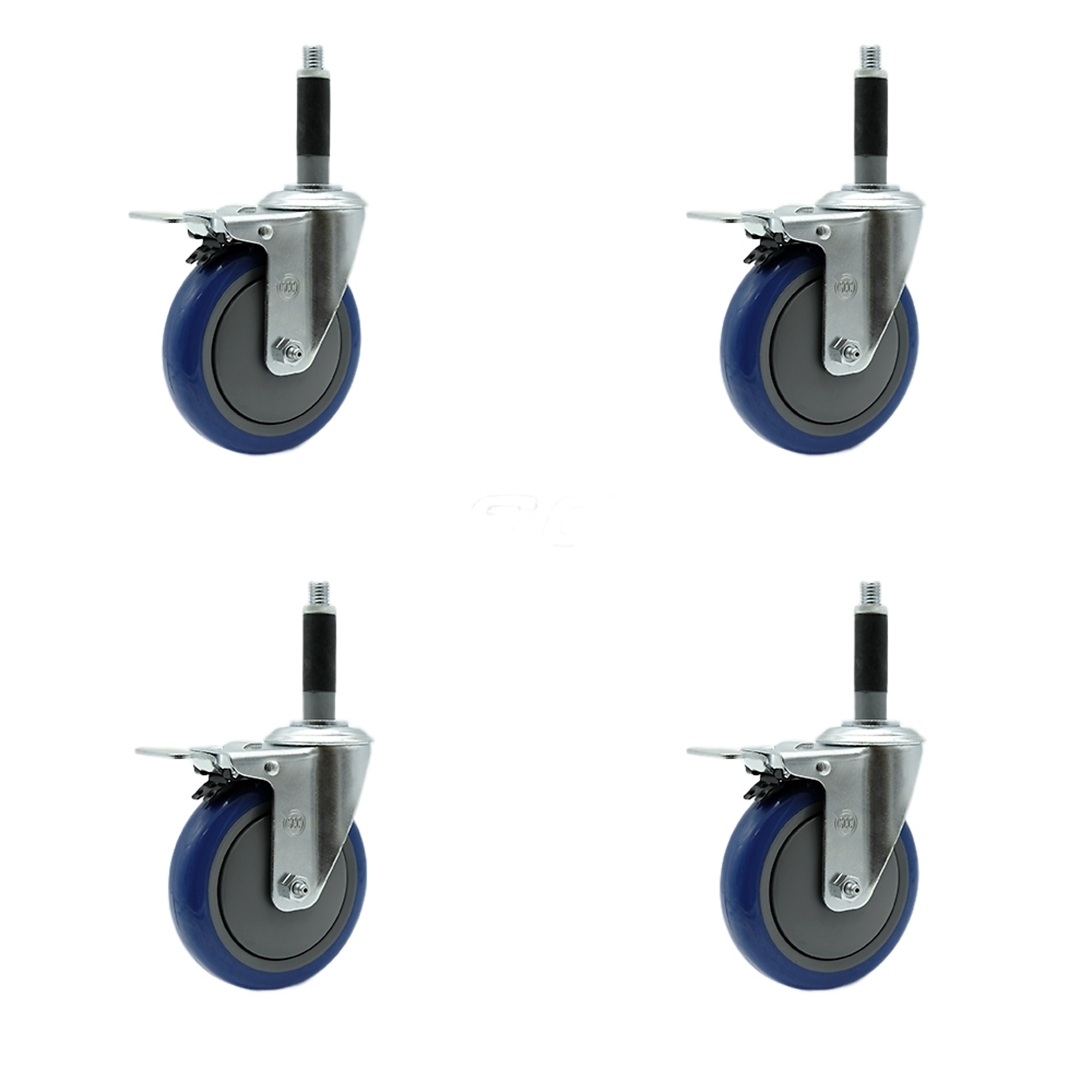 Service Caster, 5Inch x 1 1/4Inch Stem Casters, Wheel Diameter 5 in, Caster Type Rigid, Package (qty.) 4, Model SCC-TTLEX20S514-PPUB-BLUE-MTG40-4