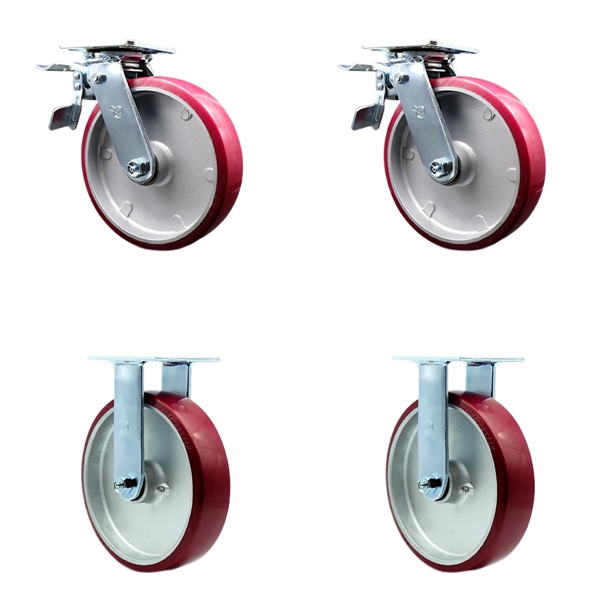 Service Caster, 8Inch x 2Inch Plate Casters, Wheel Diameter 8 in, Caster Type Swivel, Package (qty.) 4, Model SCC-TTL30S820-PAR-2-R-2