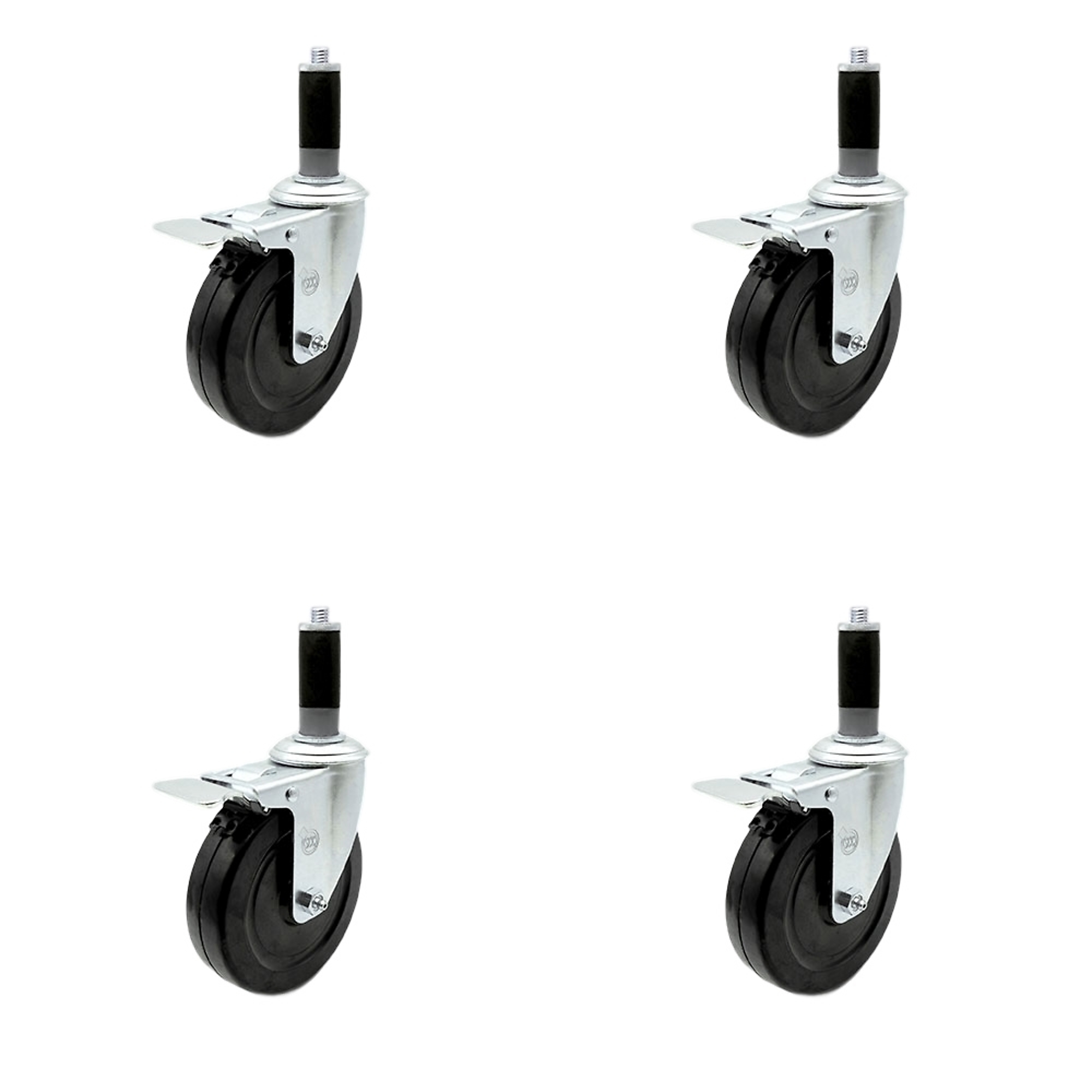 Service Caster, 5Inch x 1 1/4Inch Stem Casters, Wheel Diameter 5 in, Caster Type Swivel, Package (qty.) 4, Model SCC-TTLEX20S514-HRS-MTG43-4