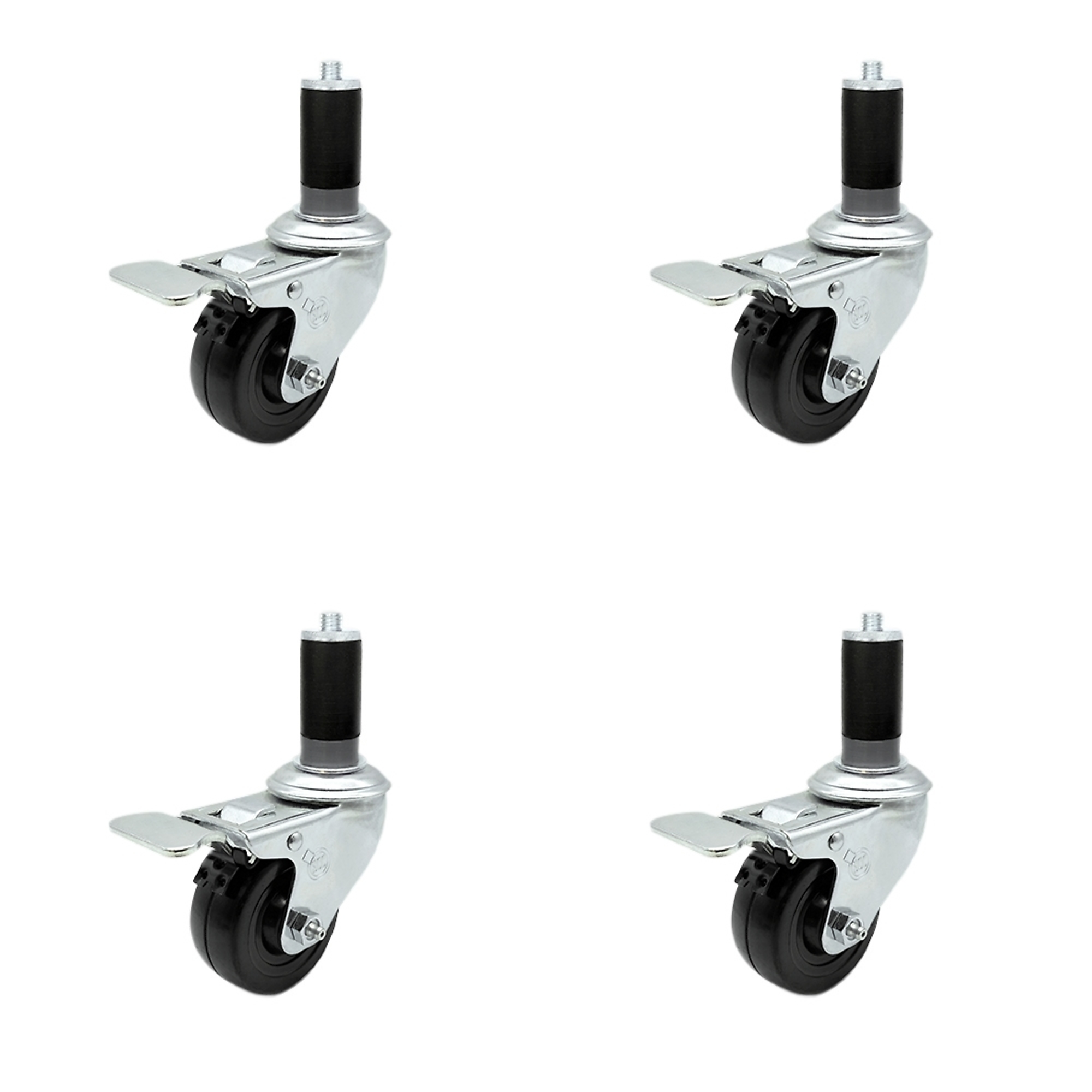 Service Caster, 3Inch x 1 1/4Inch Stem Casters, Wheel Diameter 3 in, Caster Type Swivel, Package (qty.) 4, Model SCC-TTLEX20S314-HRS-MTG44-4