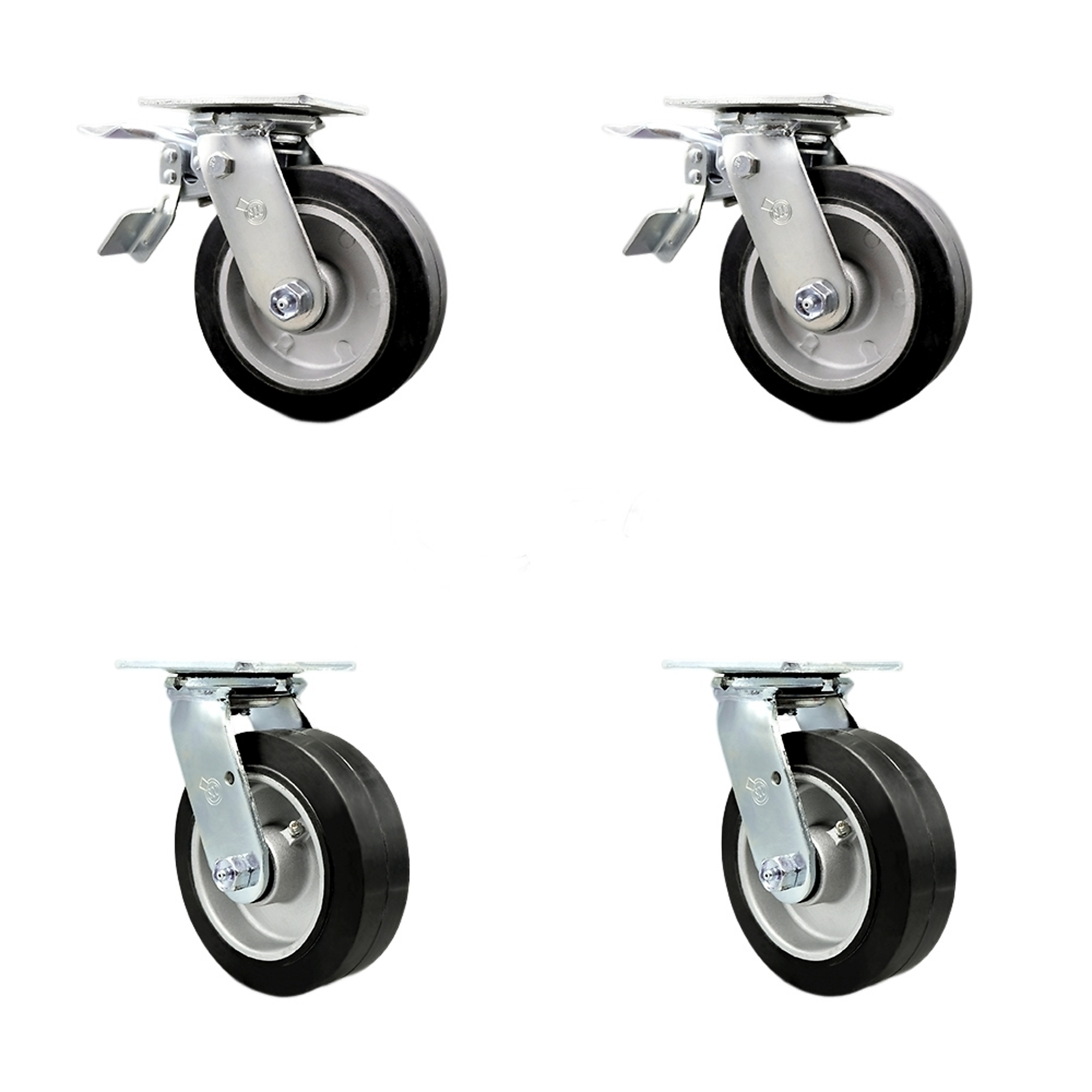 Service Caster, 6Inch x 2Inch Plate Casters, Wheel Diameter 6 in, Caster Type Swivel, Package (qty.) 4, Model SCC-TTL30S620-RAB-2-S-2