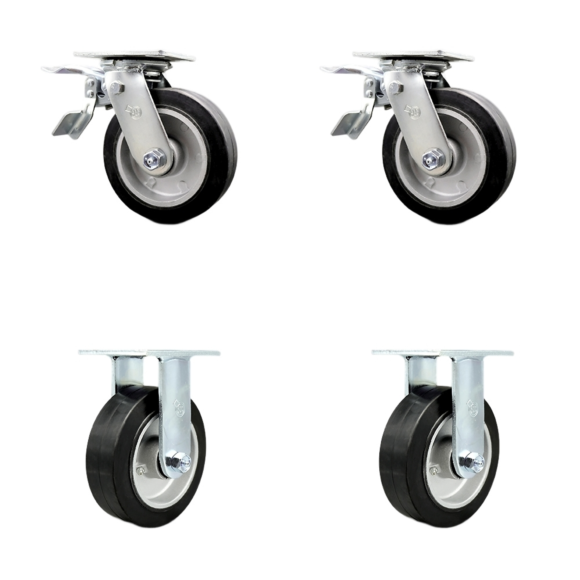 Service Caster, 6Inch x 2Inch Plate Casters, Wheel Diameter 6 in, Caster Type Swivel, Package (qty.) 4, Model SCC-TTL30S620-RAR-2-R-2