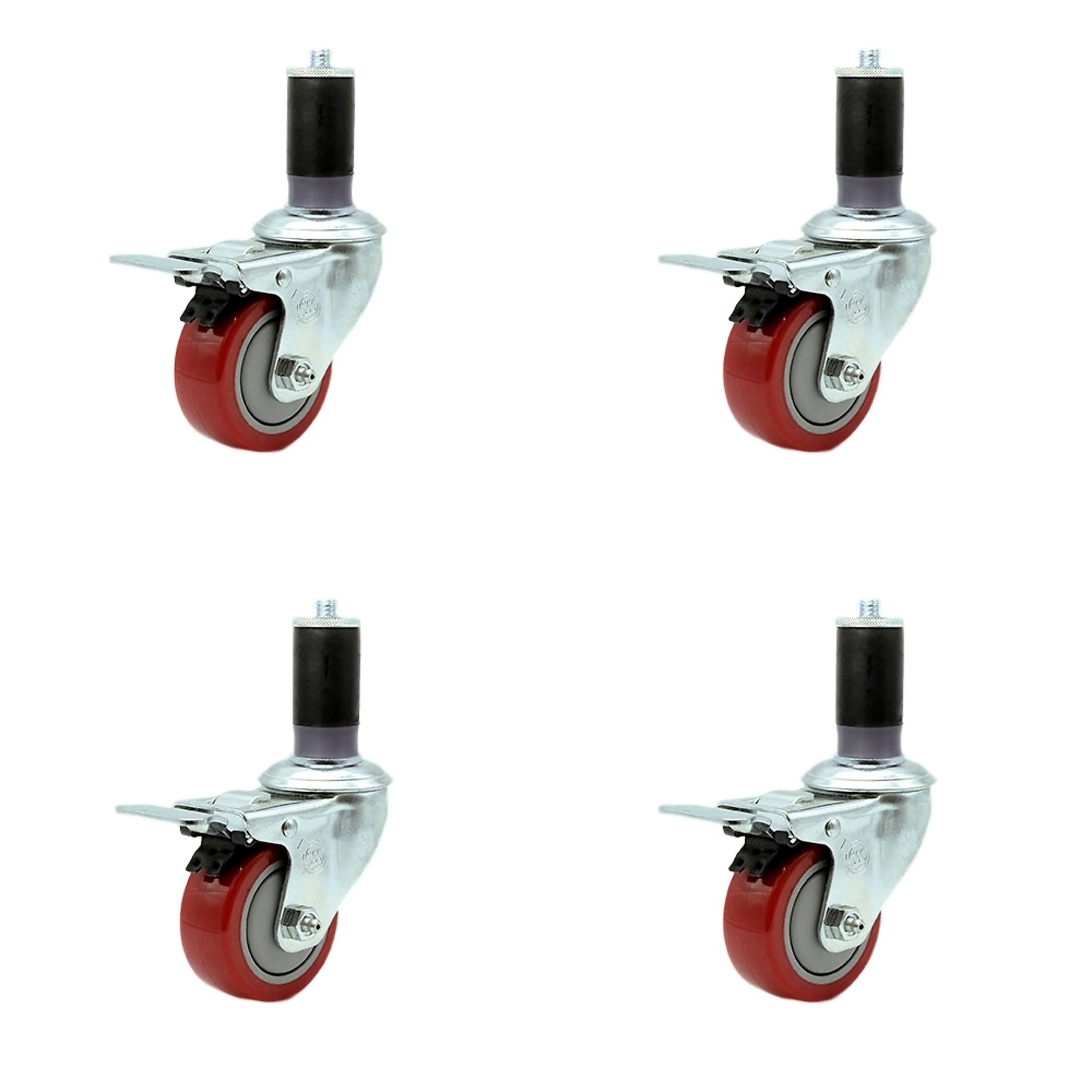 Service Caster, 3 1/2Inch x 1 1/4Inch Stem Casters, Wheel Diameter 3.5 in, Caster Type Rigid, Package (qty.) 4, Model SCC-TTLEX20S3514-PPUB-RED-MTG45-