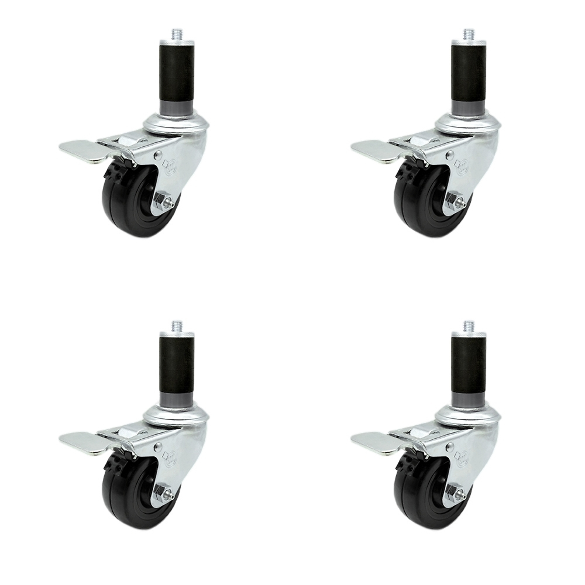 Service Caster, 3Inch x 1 1/4Inch Stem Casters, Wheel Diameter 3 in, Caster Type Swivel, Package (qty.) 4, Model SCC-TTLEX20S314-HRS-MTG45-4