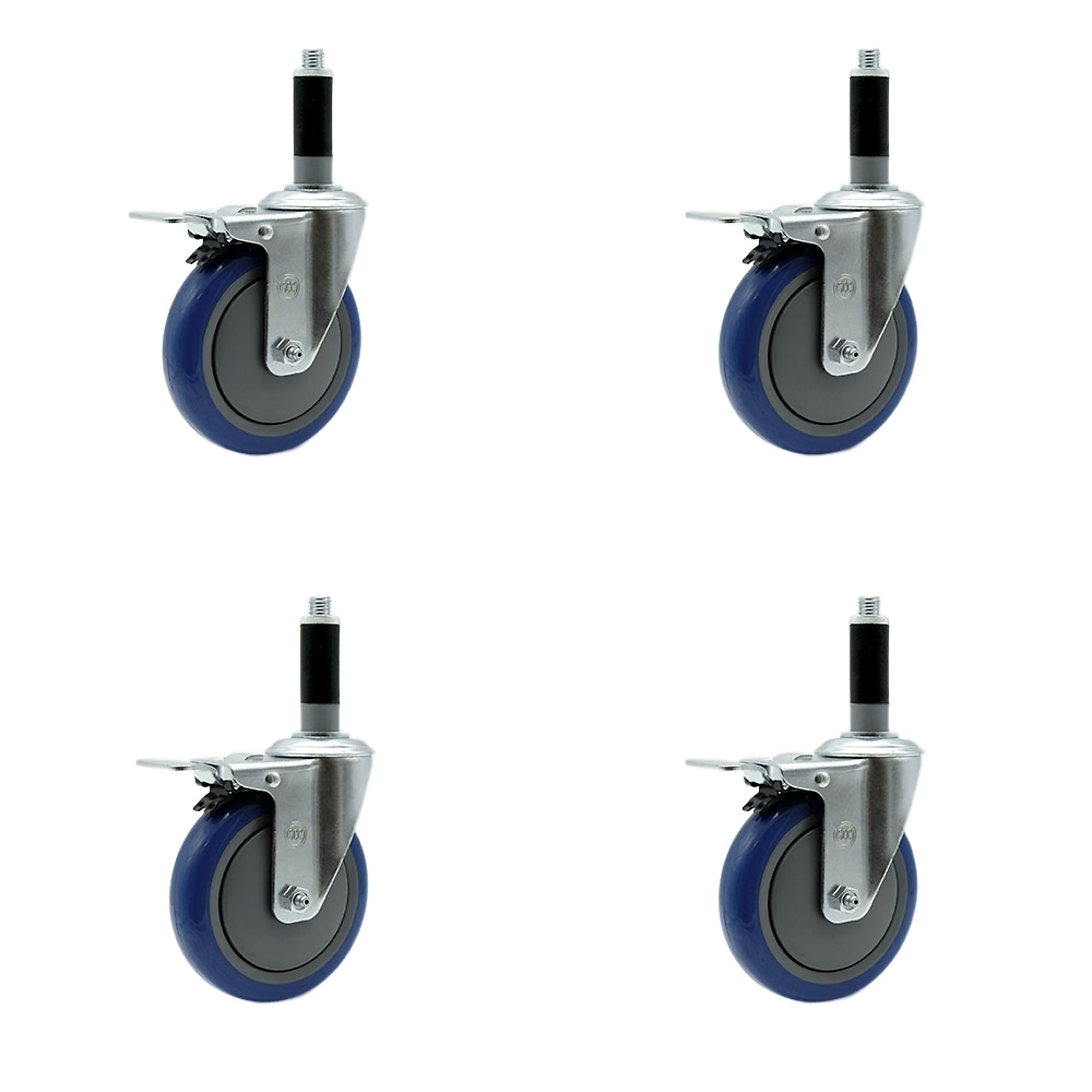 Service Caster, 5Inch x 1 1/4Inch Stem Casters, Wheel Diameter 5 in, Caster Type Rigid, Package (qty.) 4, Model SCC-TTLEX20S514-PPUB-BLUE-MTG41-4