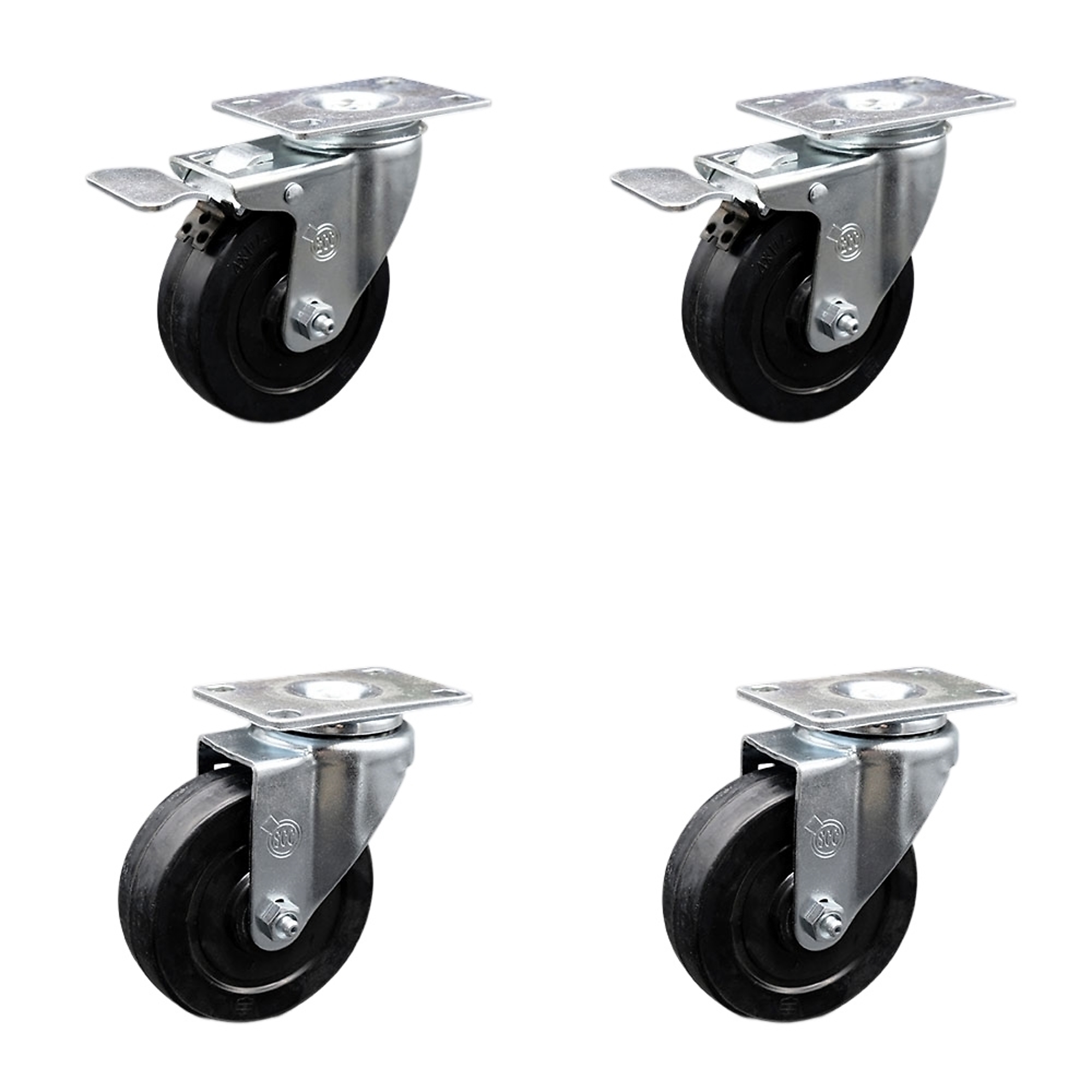 Service Caster, 4Inch x 1 1/4Inch Plate Casters, Wheel Diameter 4 in, Caster Type Swivel, Package (qty.) 4, Model SCC-TTL20S414-SRS-2-S-2