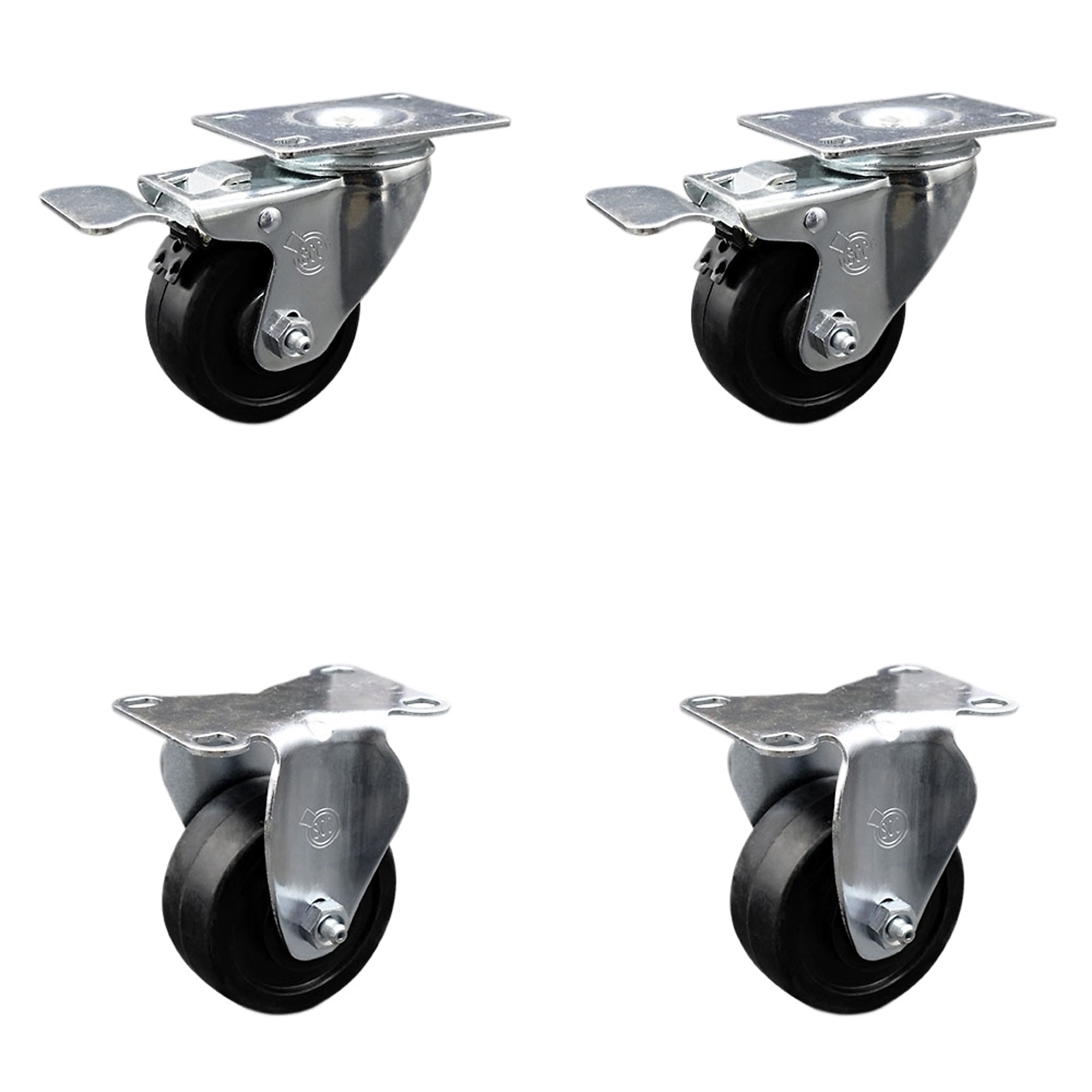 Service Caster, 3 1/2Inch x 1 1/4Inch Plate Casters, Wheel Diameter 3.5 in, Caster Type Swivel, Package (qty.) 4, Model SCC-TTL20S3514-SRS-2-R-2