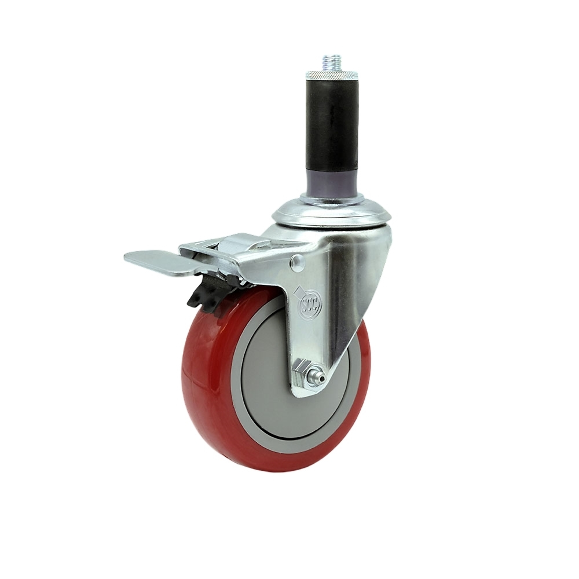 Service Caster, 4Inch x 1 1/4Inch Stem Caster, Wheel Diameter 4 in, Caster Type Swivel, Package (qty.) 1, Model SCC-TTLEX20S414-PPUB-RED-MTG44