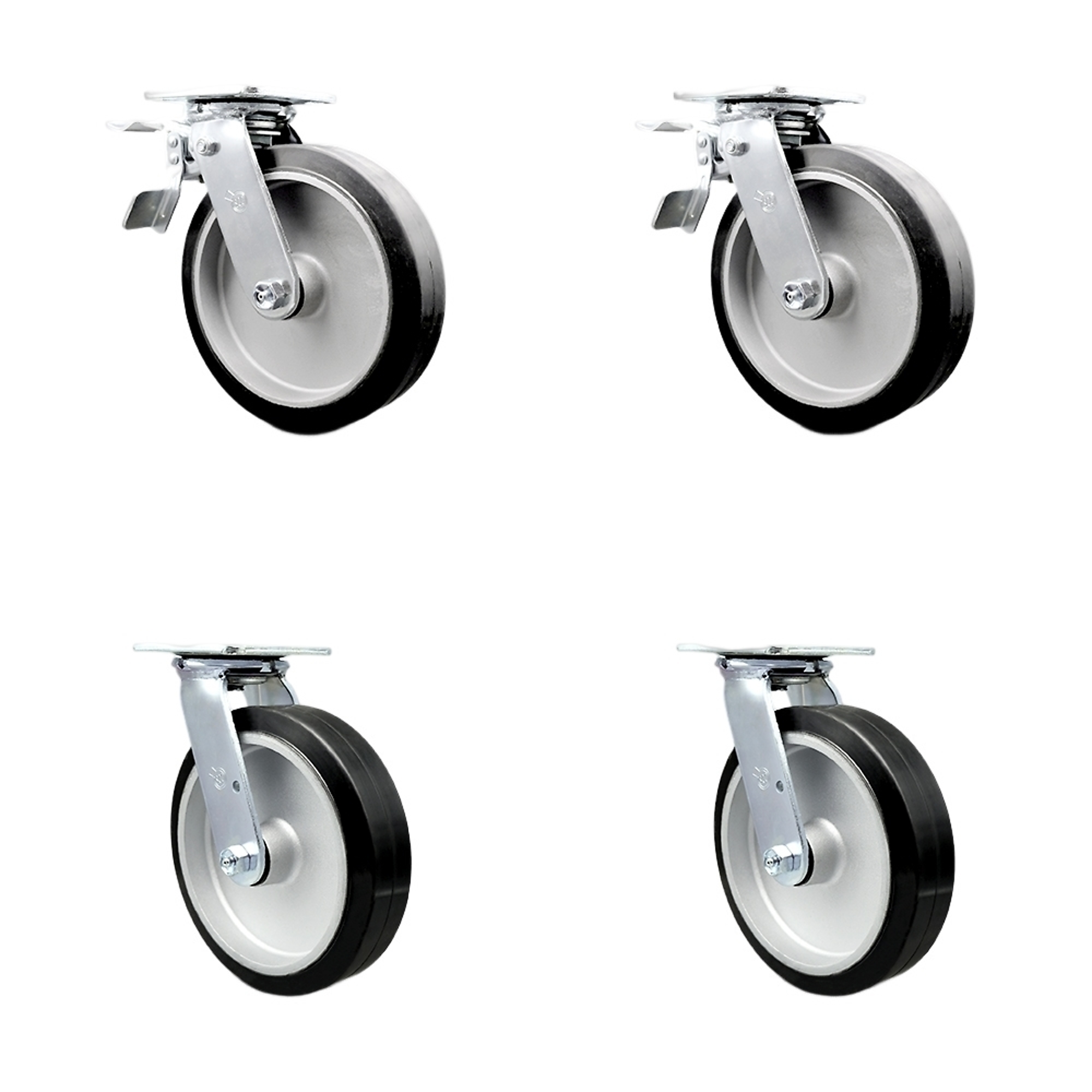 Service Caster, 8Inch x 2Inch Plate Casters, Wheel Diameter 8 in, Caster Type Swivel, Package (qty.) 4, Model SCC-TTL30S820-RAB-2-BSL-2