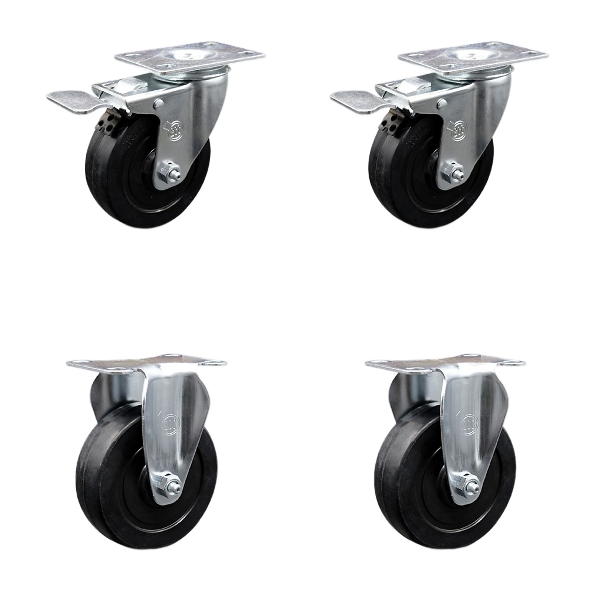 Service Caster, 4Inch x 1 1/4Inch Plate Casters, Wheel Diameter 4 in, Caster Type Swivel, Package (qty.) 4, Model SCC-TTL20S414-SRS-2-R-2