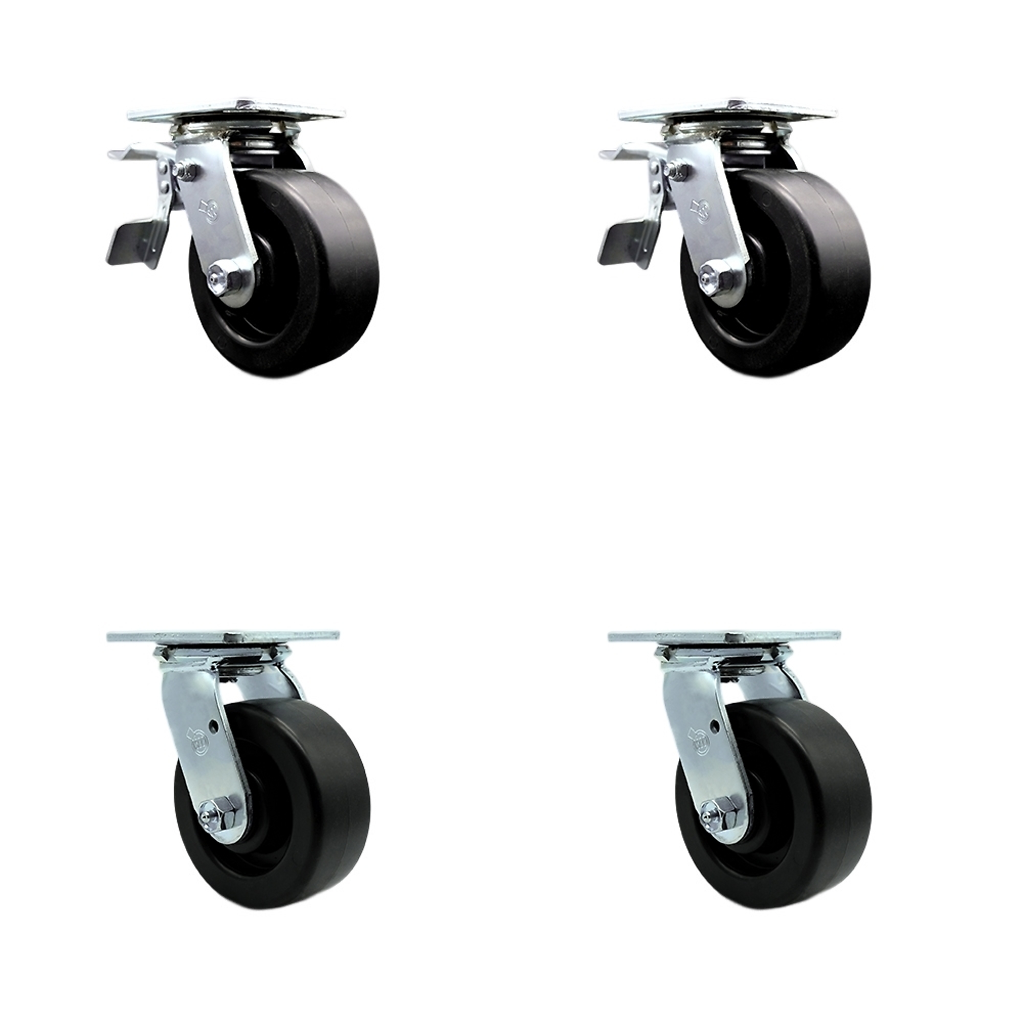 Service Caster, 5Inch x 2Inch Plate Casters, Wheel Diameter 5 in, Caster Type Swivel, Package (qty.) 1, Model SCC-TTL30S520-POB-2-S-2