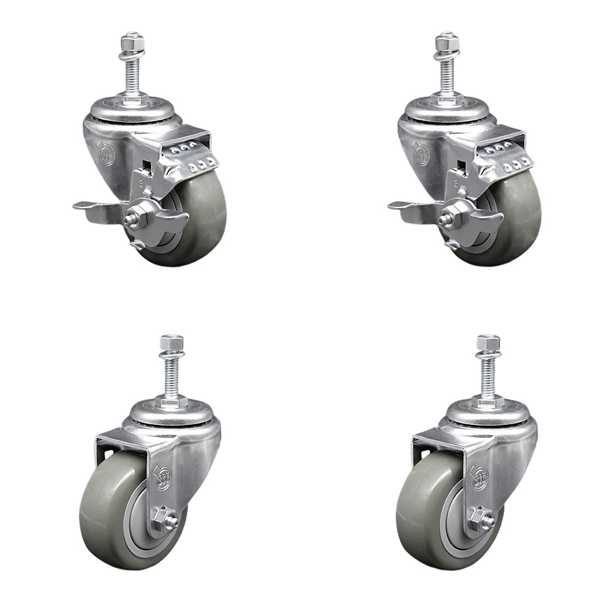 Service Caster, 3Inch x 1 1/4Inch Stem Casters, Wheel Diameter 3 in, Caster Type Swivel, Package (qty.) 4, Model SCC-TS20S314-PPUB-TLB-M1015-2-S-2