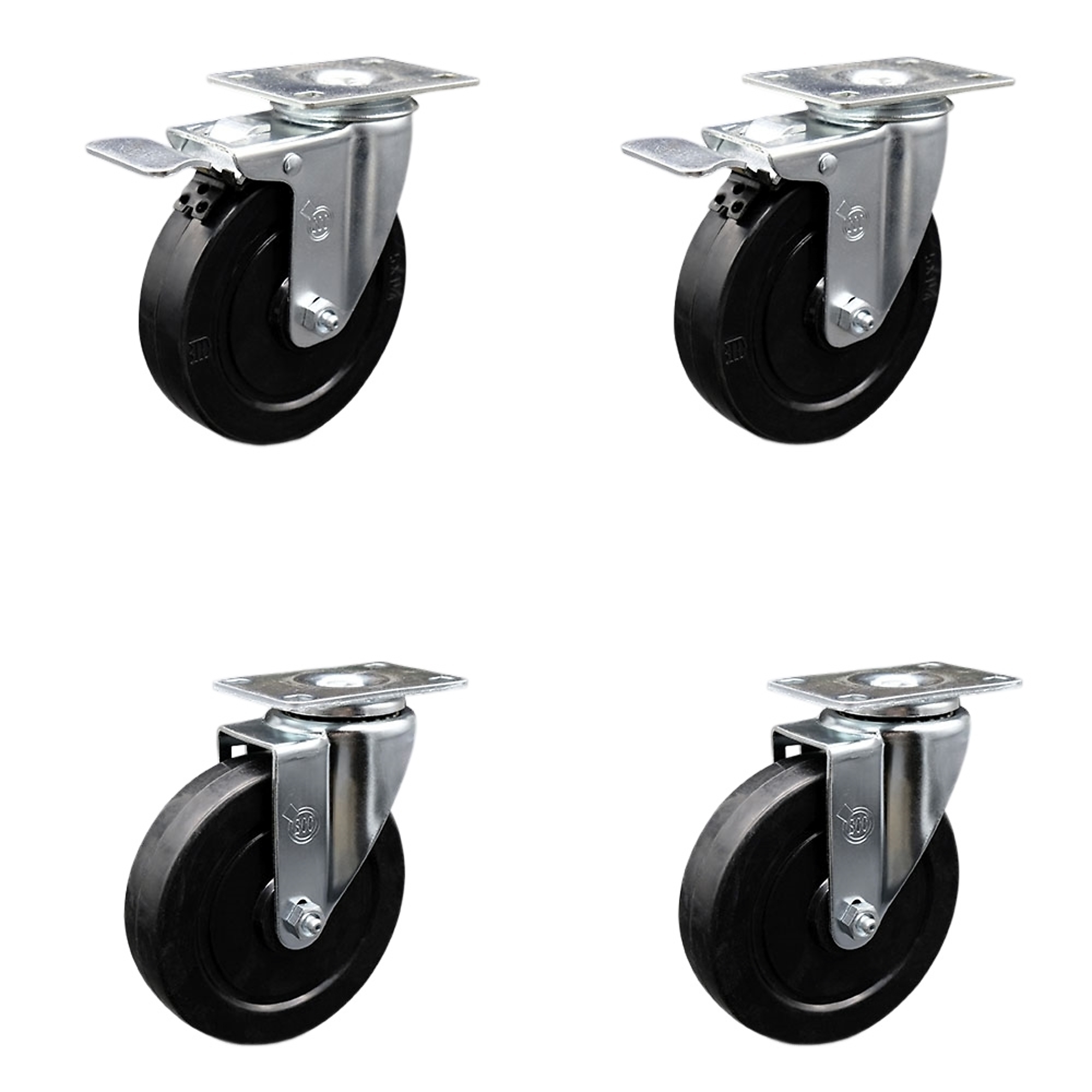 Service Caster, 5Inch x 1 1/4Inch Plate Casters, Wheel Diameter 5 in, Caster Type Swivel, Package (qty.) 4, Model SCC-TTL20S514-SRS-2-S-2