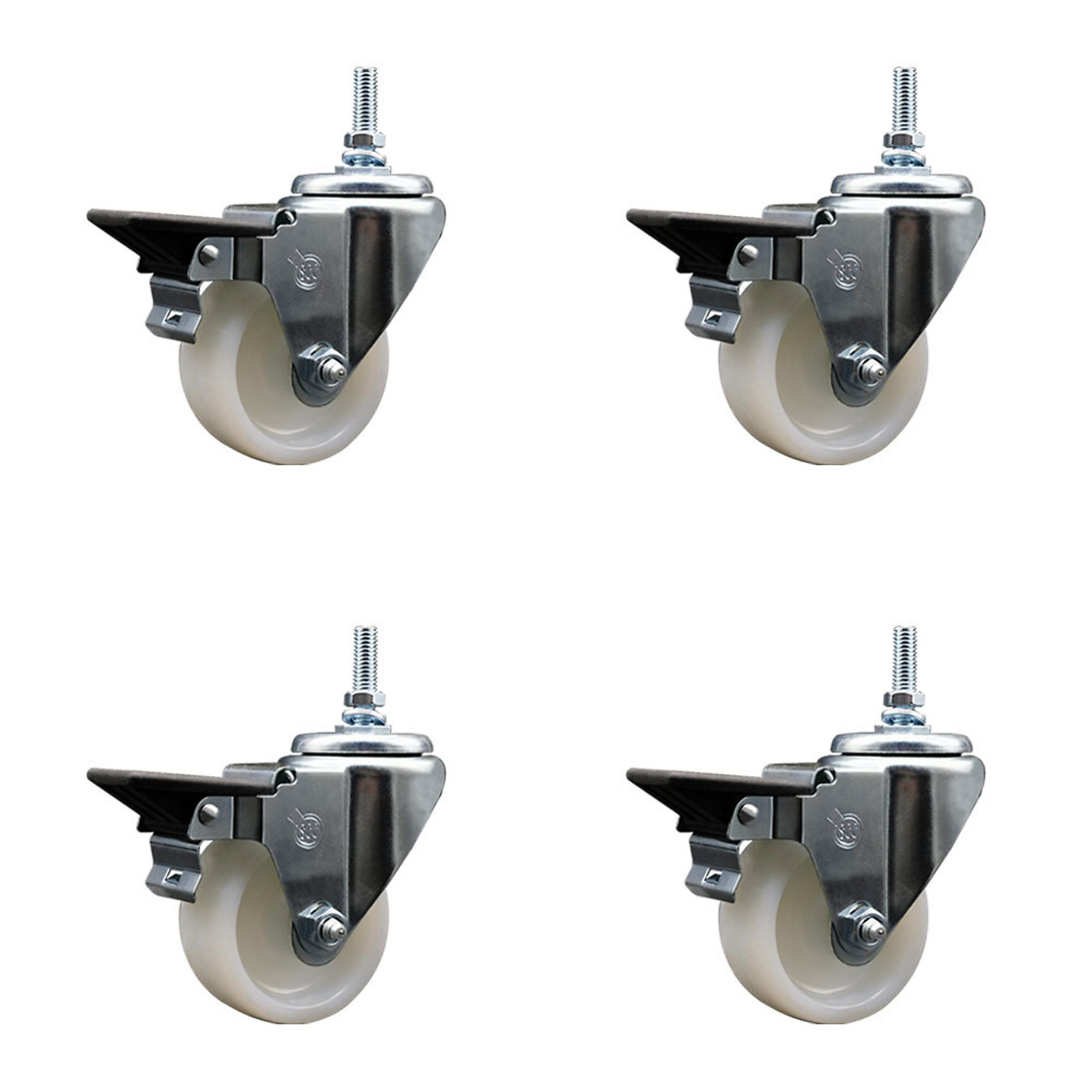 Service Caster, 3Inch x 1 1/4Inch Stem Casters, Wheel Diameter 3 in, Caster Type Swivel, Package (qty.) 4, Model SCC-TS20S314-NYS-PLB-M1215-4