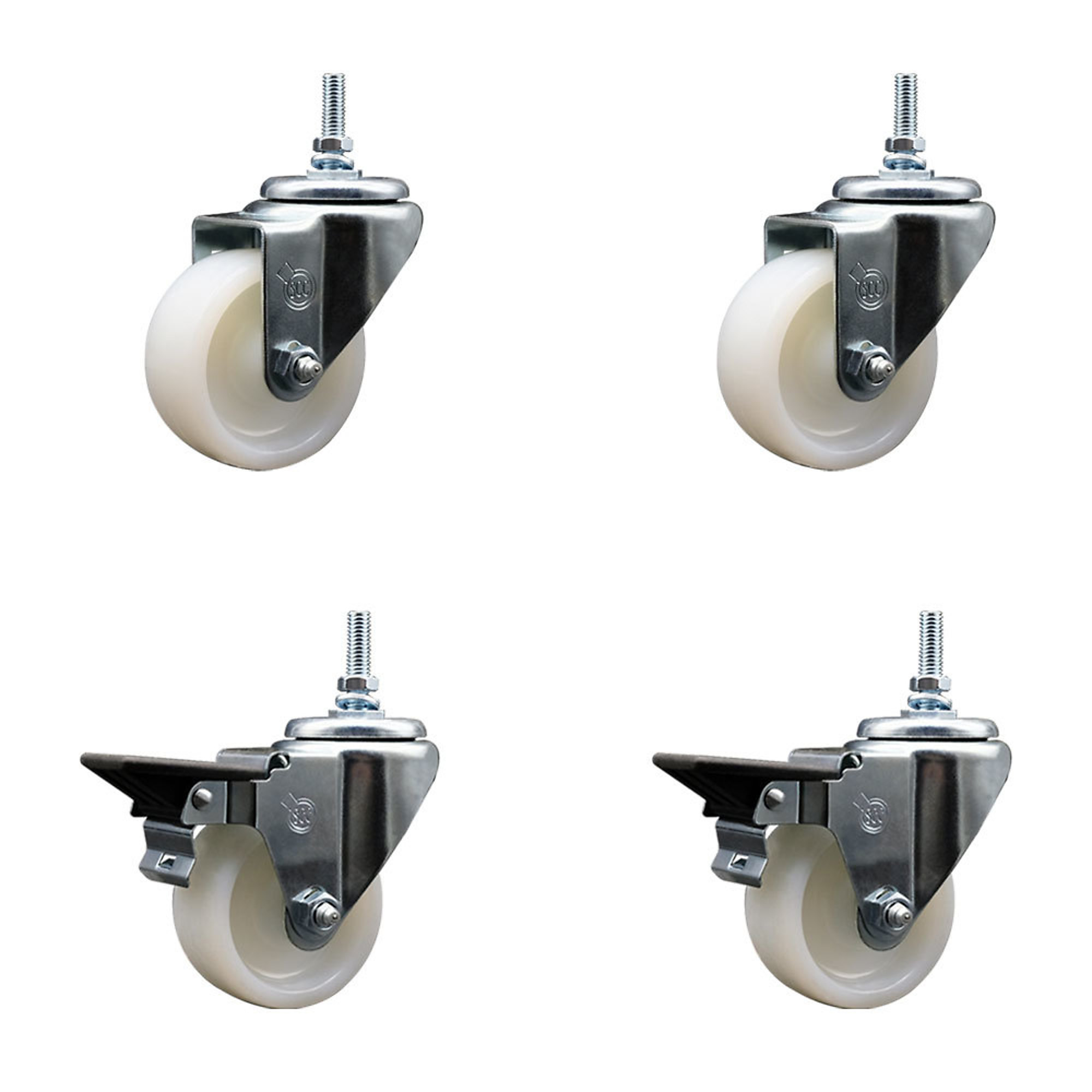 Service Caster, 3Inch x 1 1/4Inch Stem Casters, Wheel Diameter 3 in, Caster Type Swivel, Package (qty.) 4, Model SCC-TS20S314-NYS-M1215-2-PLB-2