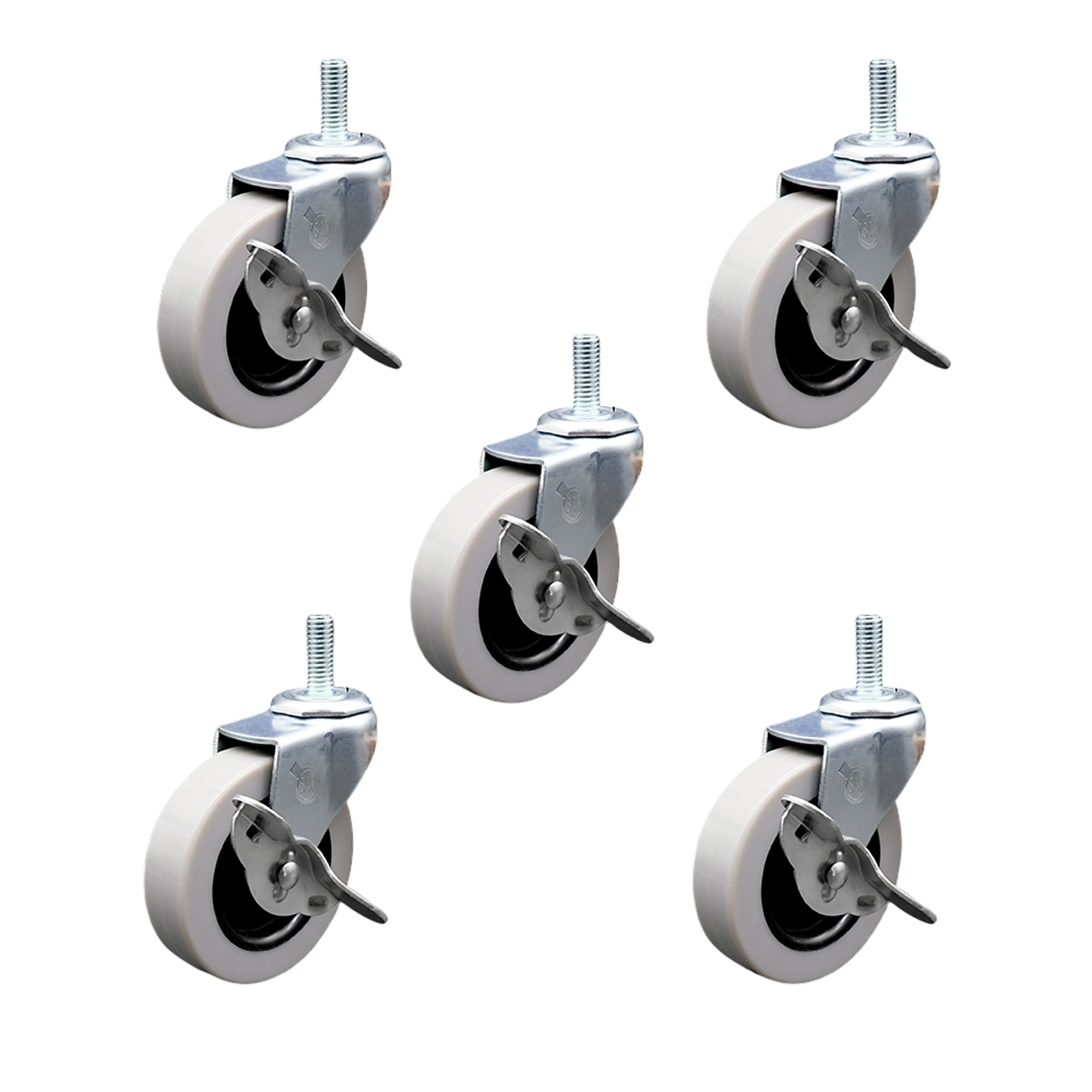 Service Caster, 3Inch Stem Casters, Wheel Diameter 3 in, Caster Type Swivel, Package (qty.) 5, Model SCC-TS05S310-TPRS-SLB-M815-5