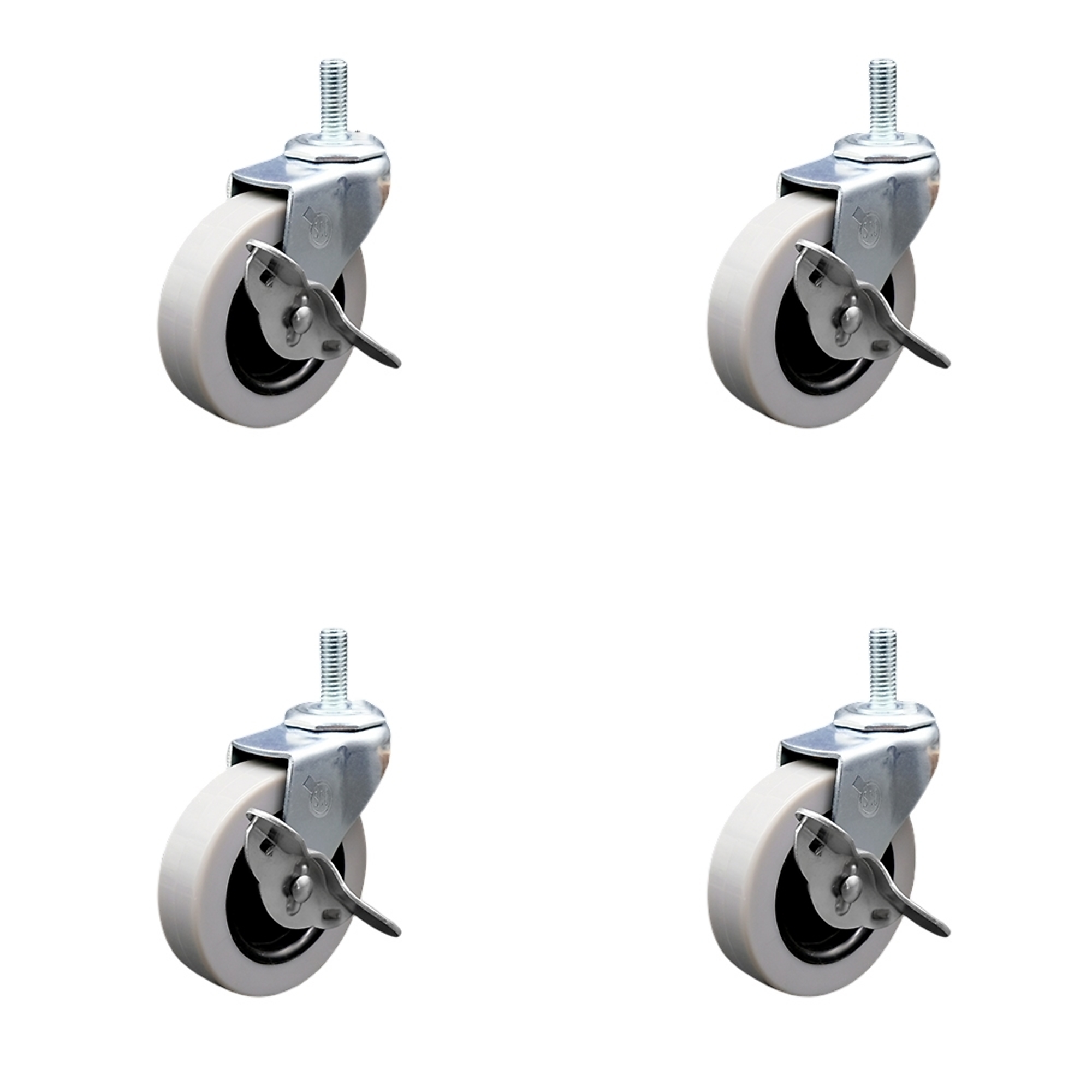 Service Caster, 3Inch Stem Casters, Wheel Diameter 3 in, Caster Type Swivel, Package (qty.) 4, Model SCC-TS05S310-TPUS-SLB-381610-4