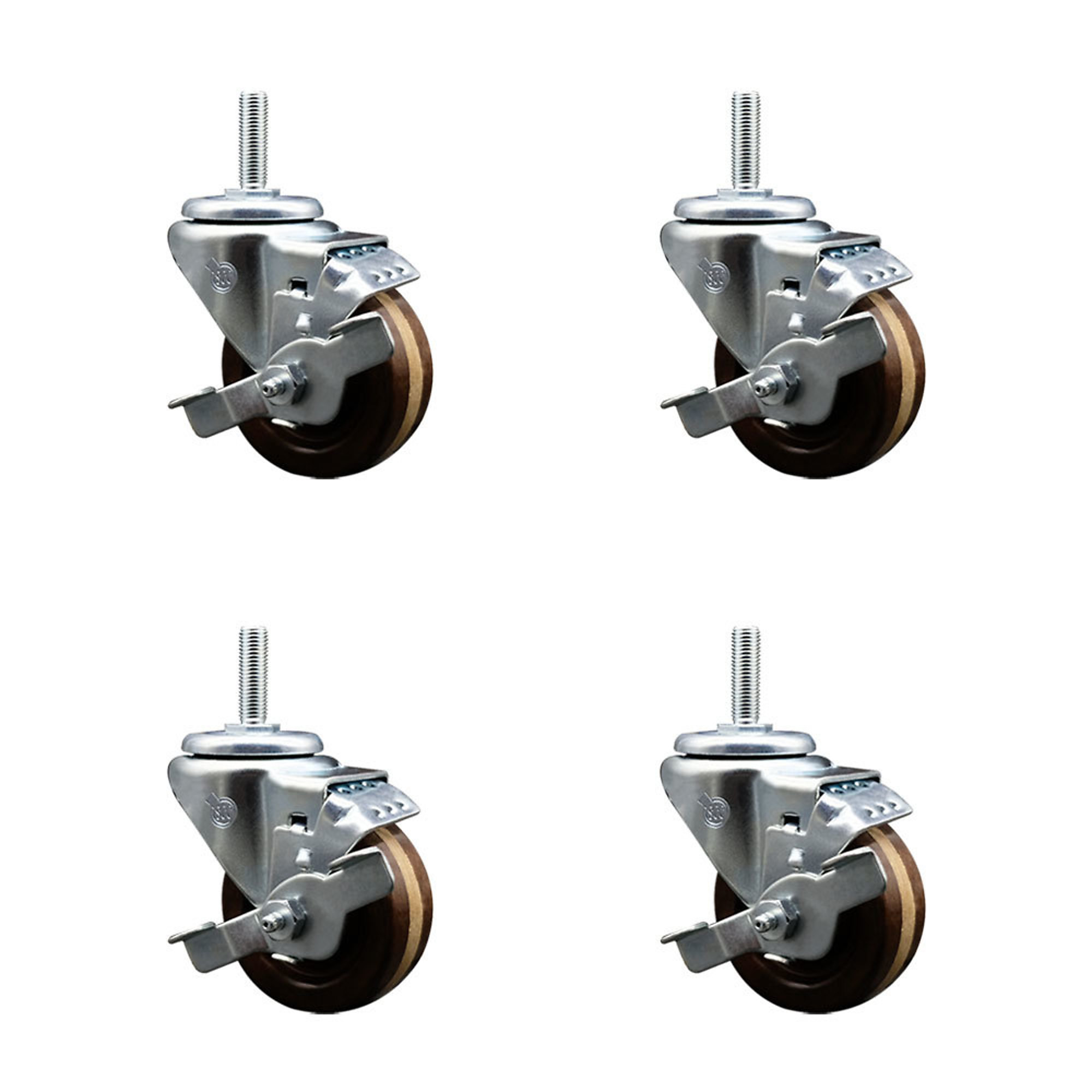 Service Caster, 3Inch x 1 1/4Inch Stem Casters, Wheel Diameter 3 in, Caster Type Swivel, Package (qty.) 4, Model SCC-TS20S314-PHRHT-TLB-34212-4