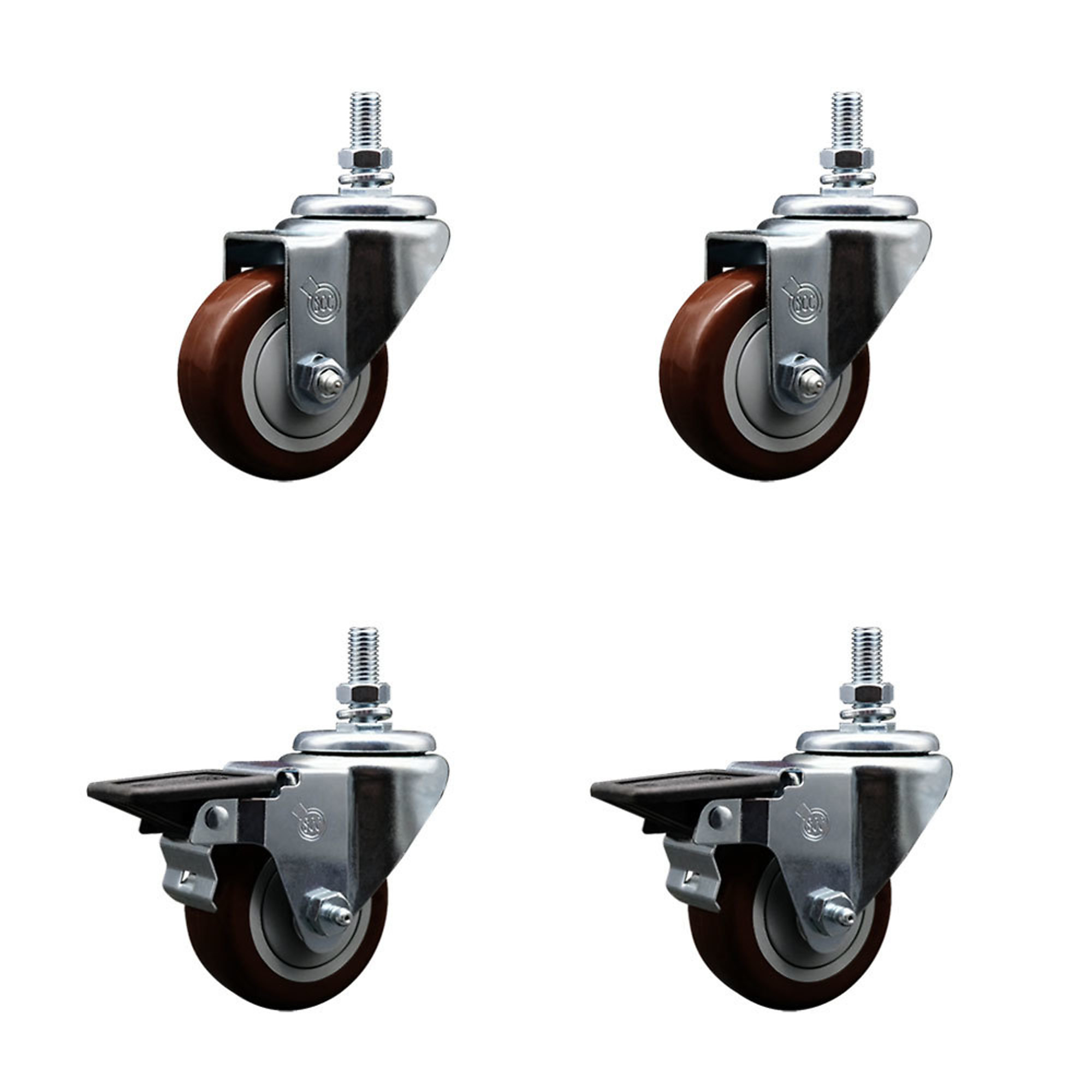 Service Caster, 3Inch x 1 1/4Inch Stem Casters, Wheel Diameter 3 in, Caster Type Swivel, Package (qty.) 4, Model SCC-TS20S314-PPUB-MRN-381615-2-PLB-2