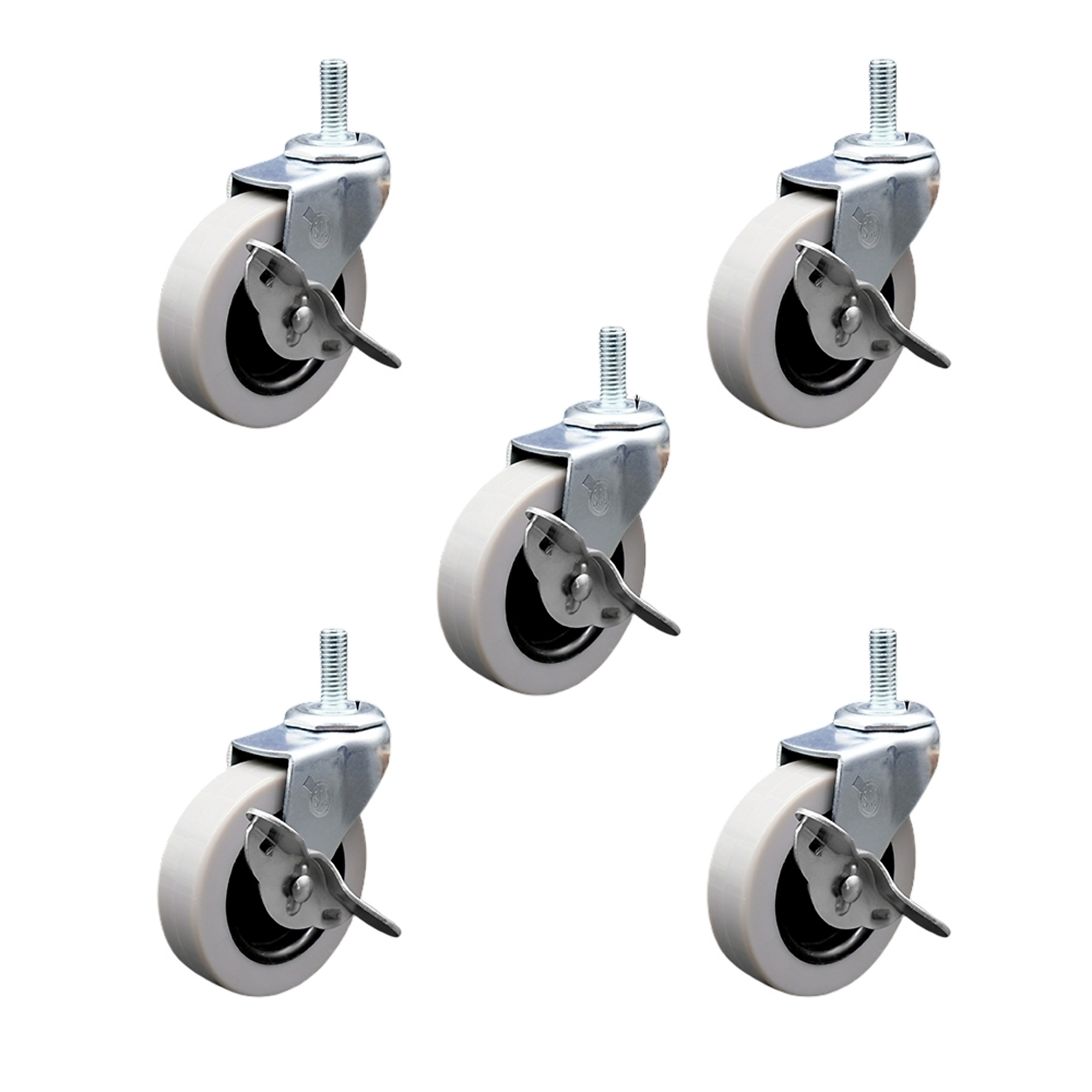 Service Caster, 3Inch Stem Casters, Wheel Diameter 3 in, Caster Type Swivel, Package (qty.) 5, Model SCC-TS05S310-TPUS-SLB-381610-5