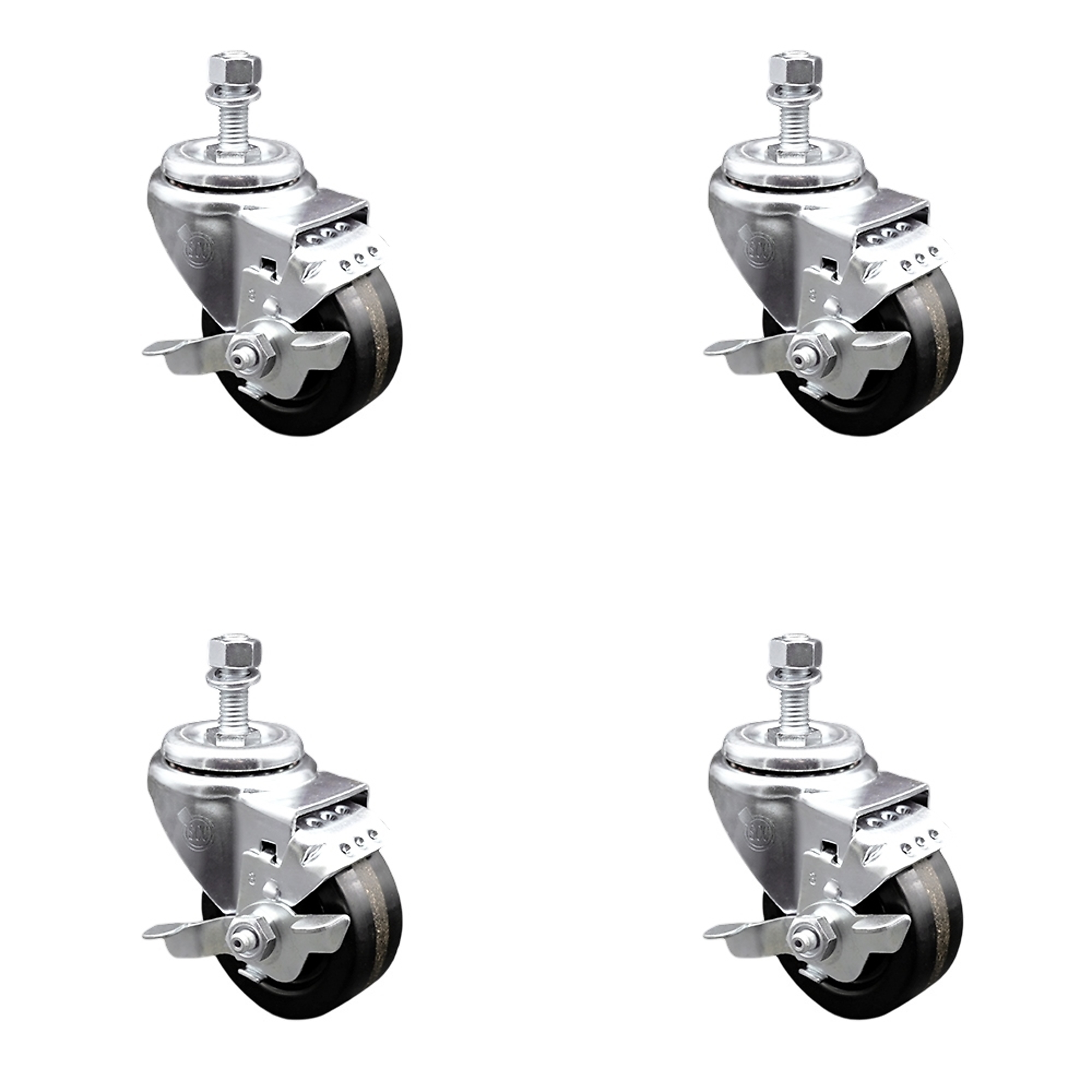 Service Caster, 3Inch x 1 1/4Inch Stem Casters, Wheel Diameter 3 in, Caster Type Swivel, Package (qty.) 4, Model SCC-TS20S314-PHS-TLB-M1215-4