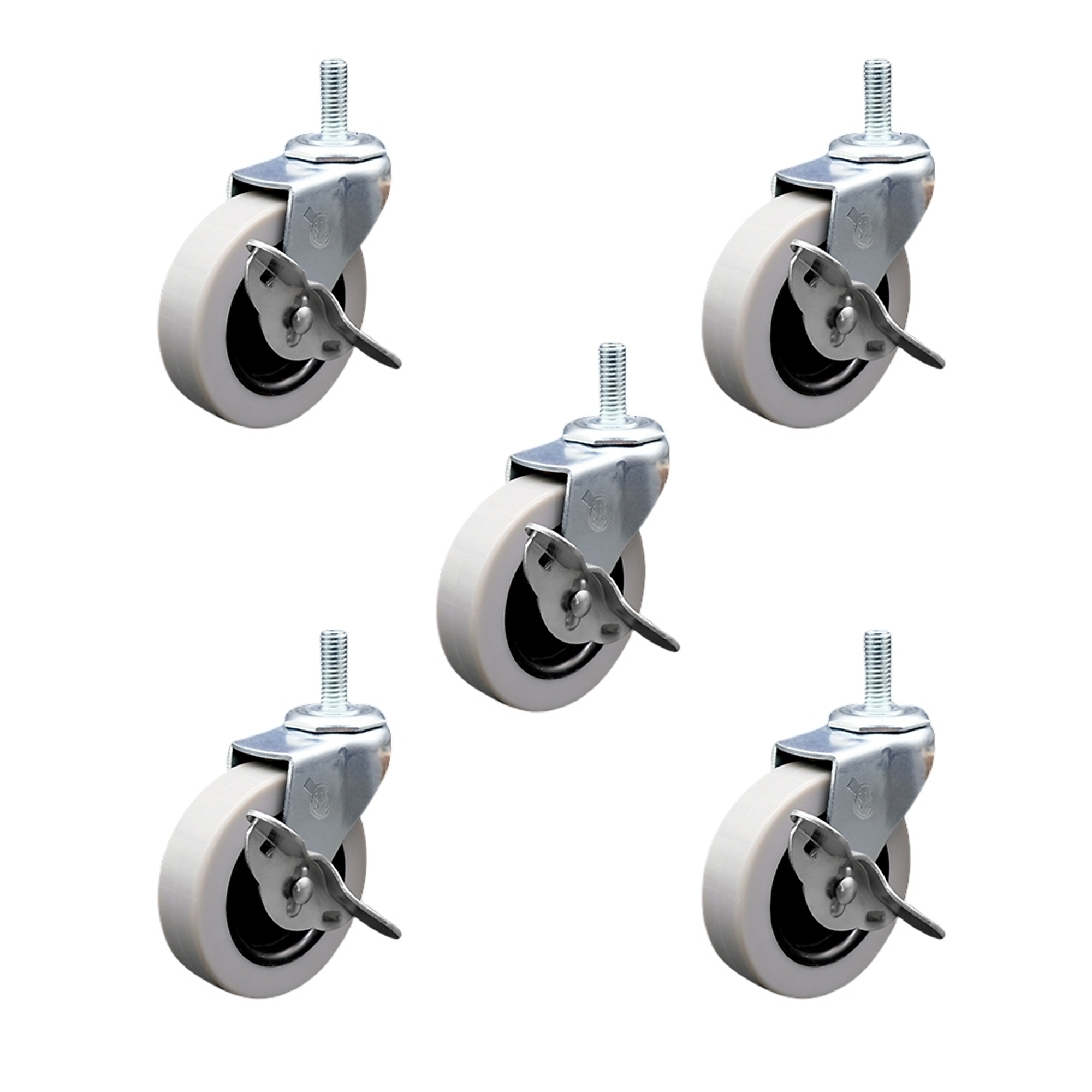 Service Caster, 3Inch Stem Casters, Wheel Diameter 3 in, Caster Type Swivel, Package (qty.) 5, Model SCC-TS05S310-TPUS-SLB-5161810-5